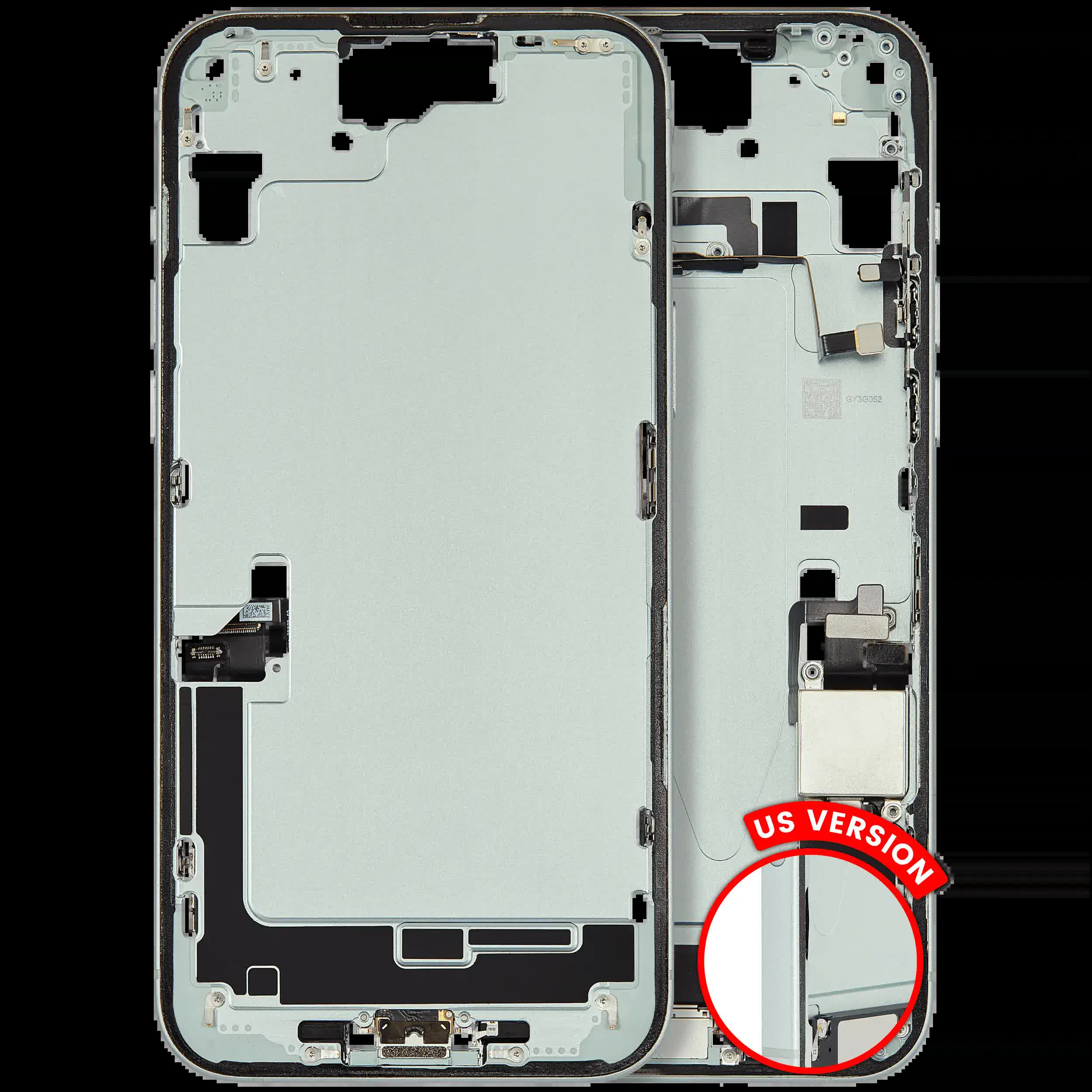 Mittelrahmen mit Ladebuchsen-Flex und Kleinteilen für iPhone 15 Plus (US-Version) (ausgebautes Originalteil: Grade C) (Green (Grün))