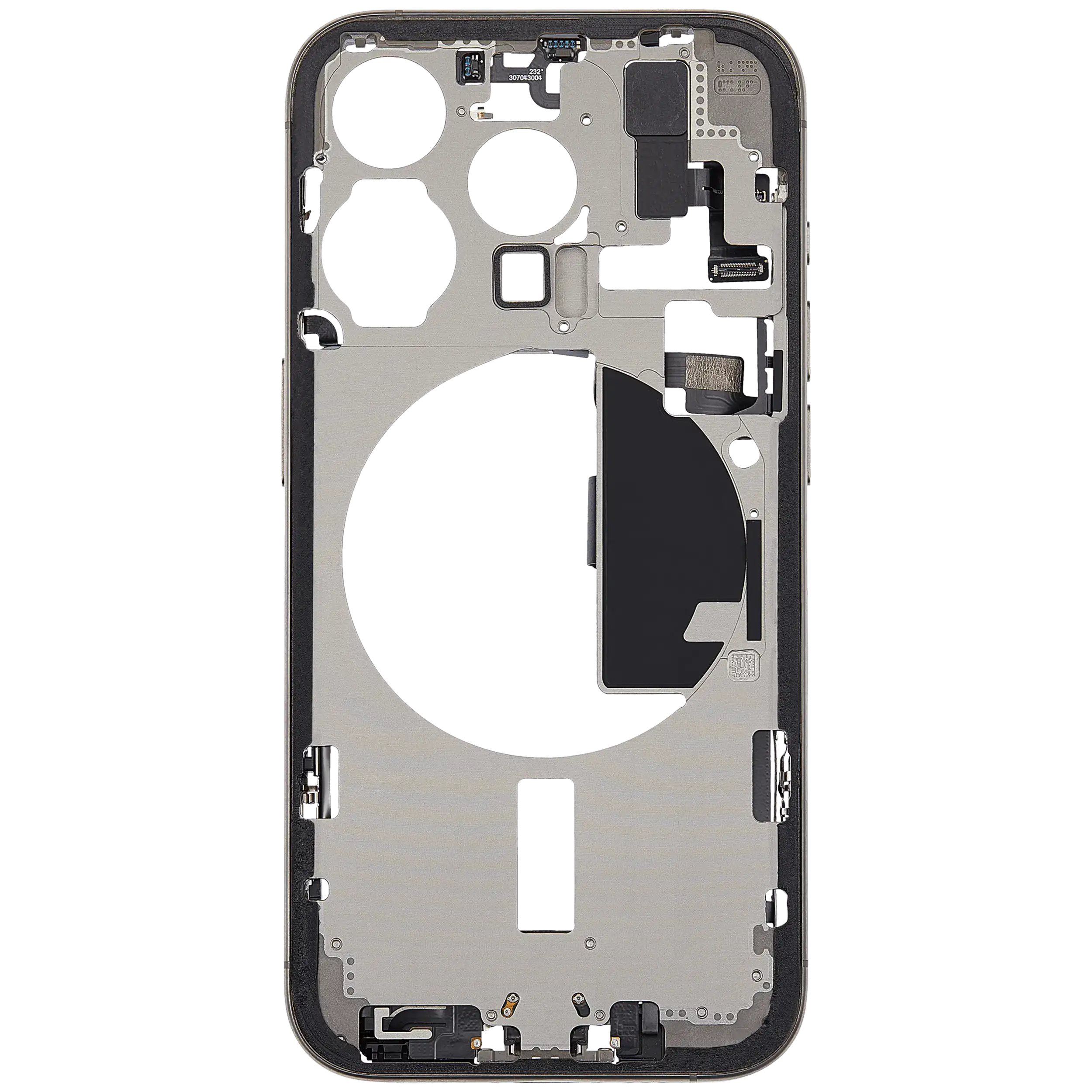 Mittelrahmen mit Ladebuchsen-Flex und Kleinteilen für iPhone 15 Pro (EU / globale Version) (ausgebautes Originalteil: Grade B) (Natural Titanium) – Bild 3