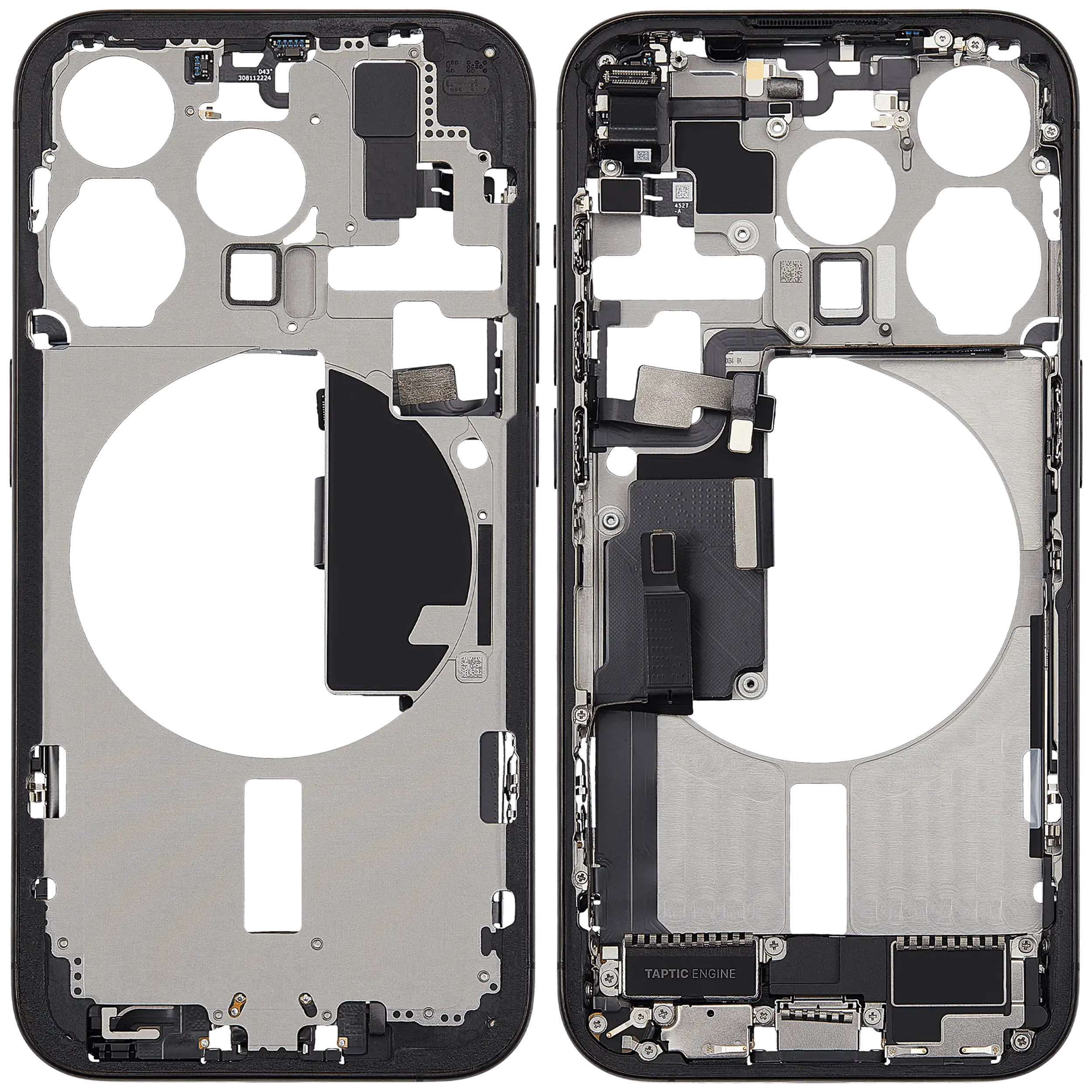 Mittelrahmen mit Ladebuchsen-Flex und Kleinteilen für iPhone 15 Pro (EU / globale Version) (ausgebautes Originalteil: Grade C) (Black Titanium) – Bild 2