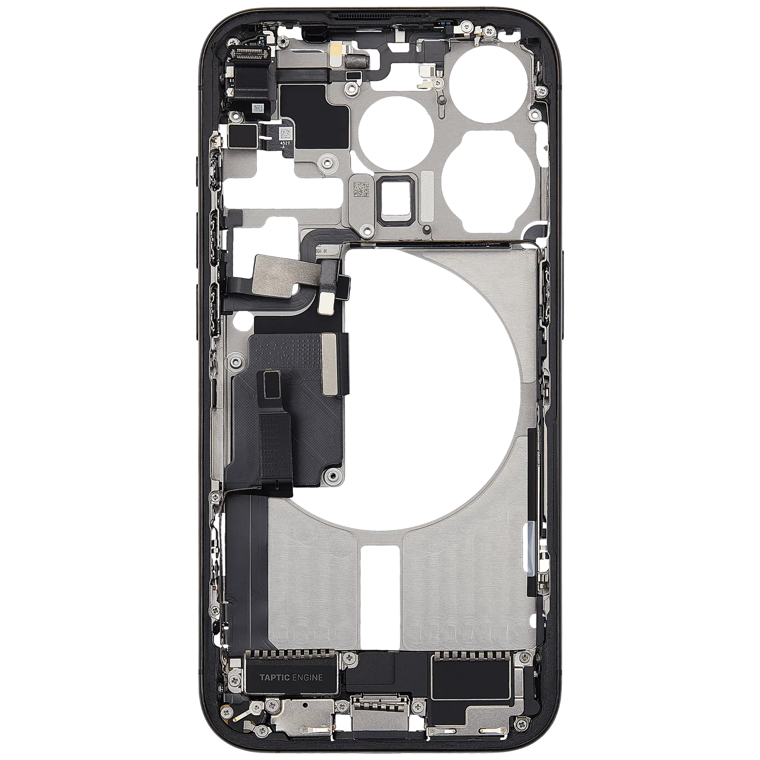 Mittelrahmen mit Ladebuchsen-Flex und Kleinteilen für iPhone 15 Pro (EU / globale Version) (ausgebautes Originalteil: Grade C) (Black Titanium) – Bild 4