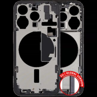 Mittelrahmen mit Ladebuchsen-Flex und Kleinteilen für iPhone 15 Pro (EU / globale Version) (ausgebautes Originalteil: Grade C) (Black Titanium)