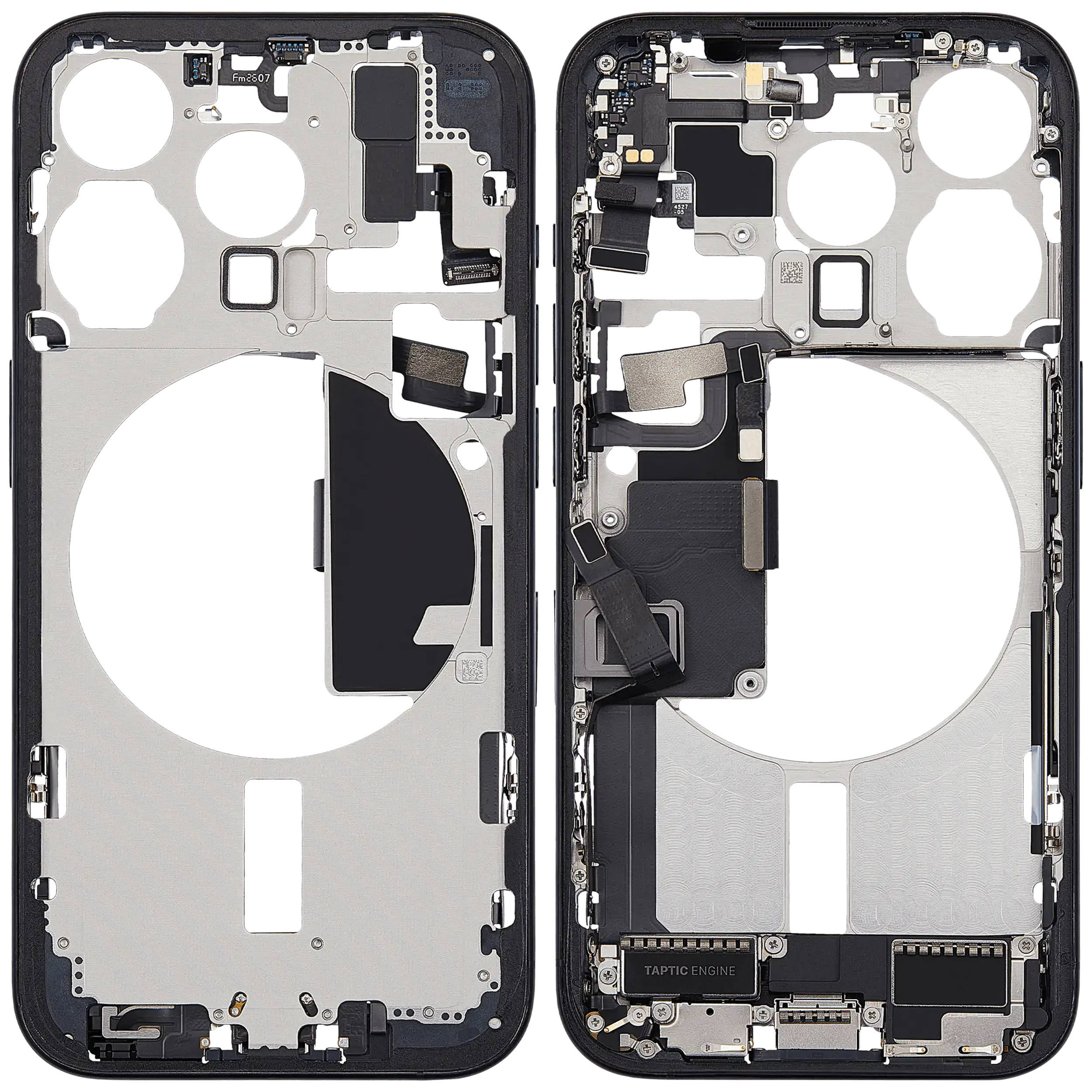 Mittelrahmen mit Ladebuchsen-Flex und Kleinteilen für iPhone 15 Pro (EU / globale Version) (ausgebautes Originalteil: Grade C) (Blue Titanium) – Bild 2