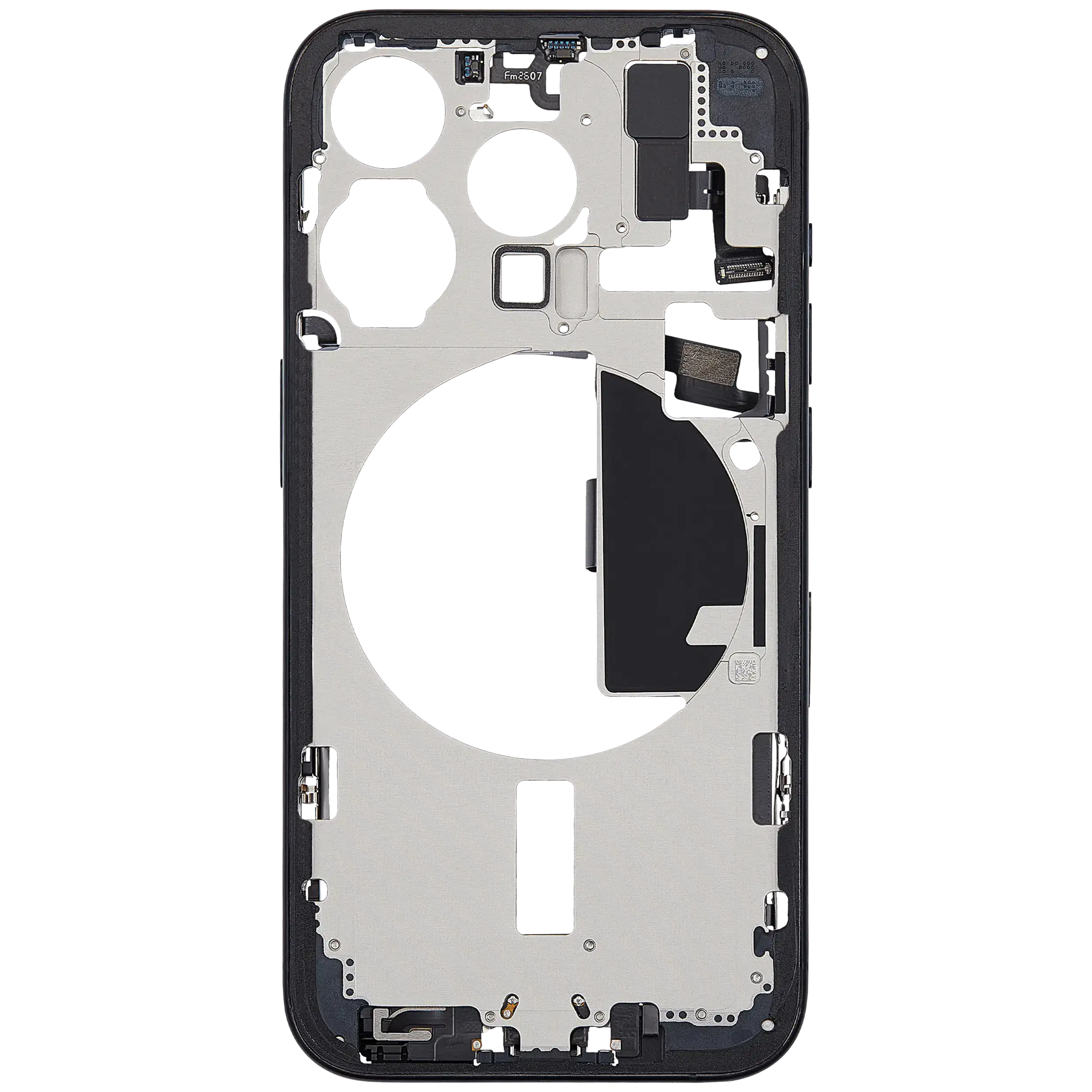 Mittelrahmen mit Ladebuchsen-Flex und Kleinteilen für iPhone 15 Pro (EU / globale Version) (ausgebautes Originalteil: Grade C) (Blue Titanium) – Bild 3