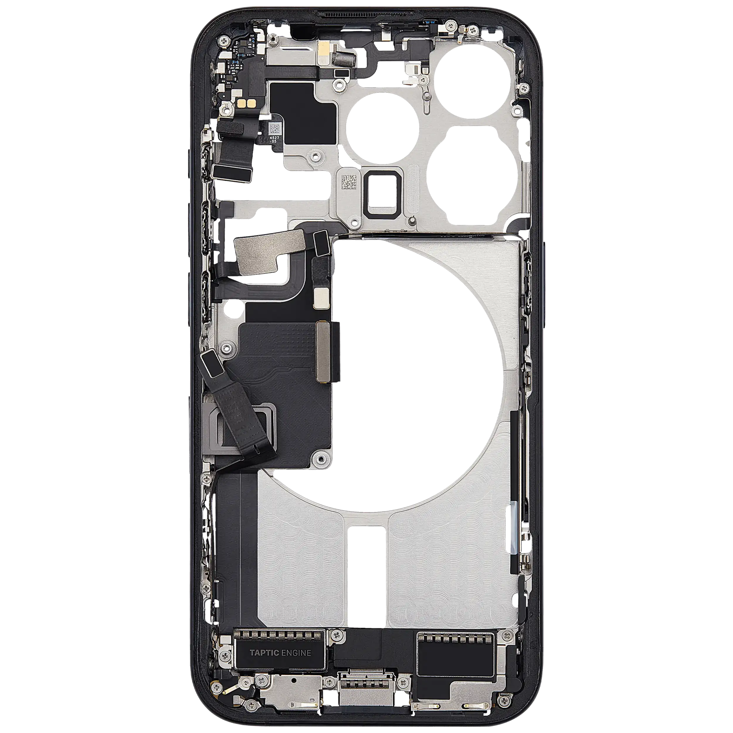 Mittelrahmen mit Ladebuchsen-Flex und Kleinteilen für iPhone 15 Pro (EU / globale Version) (ausgebautes Originalteil: Grade C) (Blue Titanium) – Bild 4