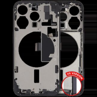 Mittelrahmen mit Ladebuchsen-Flex und Kleinteilen für iPhone 15 Pro (US-Version) (ausgebautes Originalteil: Grade A) (Black Titanium)
