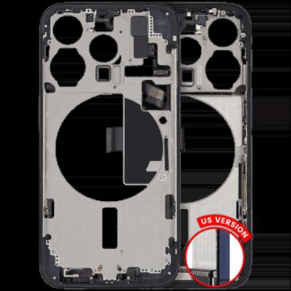 Mittelrahmen mit Ladebuchsen-Flex und Kleinteilen für iPhone 15 Pro (US-Version) (ausgebautes Originalteil: Grade A) (Blue Titanium)