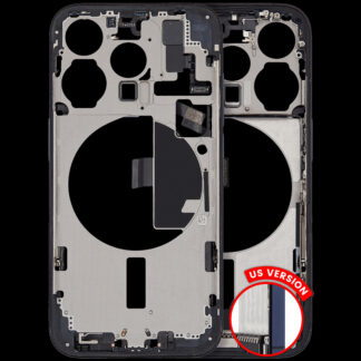 Mittelrahmen mit Ladebuchsen-Flex und Kleinteilen für iPhone 15 Pro (US-Version) (ausgebautes Originalteil: Grade B) (Blue Titanium)