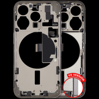 Mittelrahmen mit Ladebuchsen-Flex und Kleinteilen für iPhone 15 Pro (US-Version) (ausgebautes Originalteil: Grade B) (Natural Titanium)