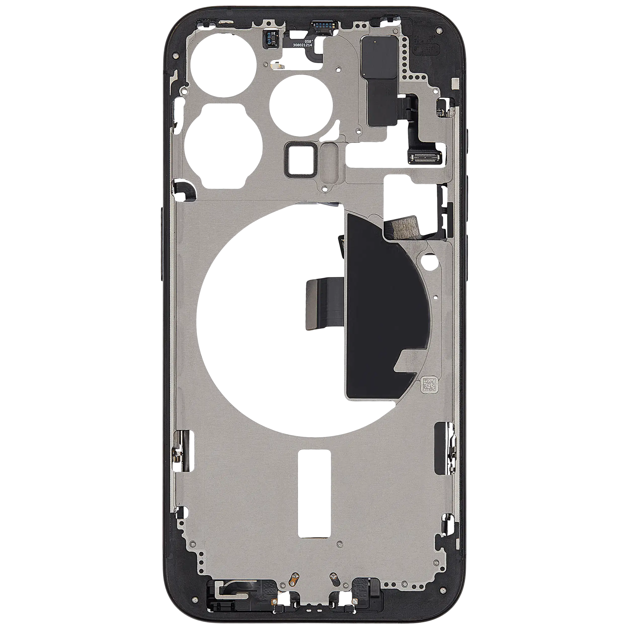 Mittelrahmen mit Ladebuchsen-Flex und Kleinteilen für iPhone 15 Pro (US-Version) (ausgebautes Originalteil: Grade C) (Black Titanium) – Bild 3