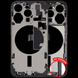Mittelrahmen mit Ladebuchsen-Flex und Kleinteilen für iPhone 15 Pro (US-Version) (ausgebautes Originalteil: Grade C) (Black Titanium)