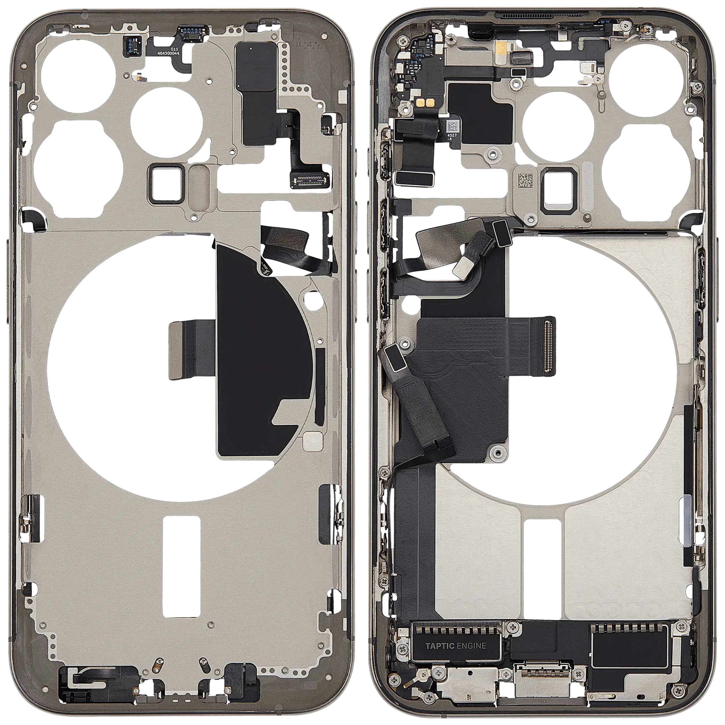 Mittelrahmen mit Ladebuchsen-Flex und Kleinteilen für iPhone 15 Pro (US-Version) (ausgebautes Originalteil: Grade C) (Natural Titanium) – Bild 2