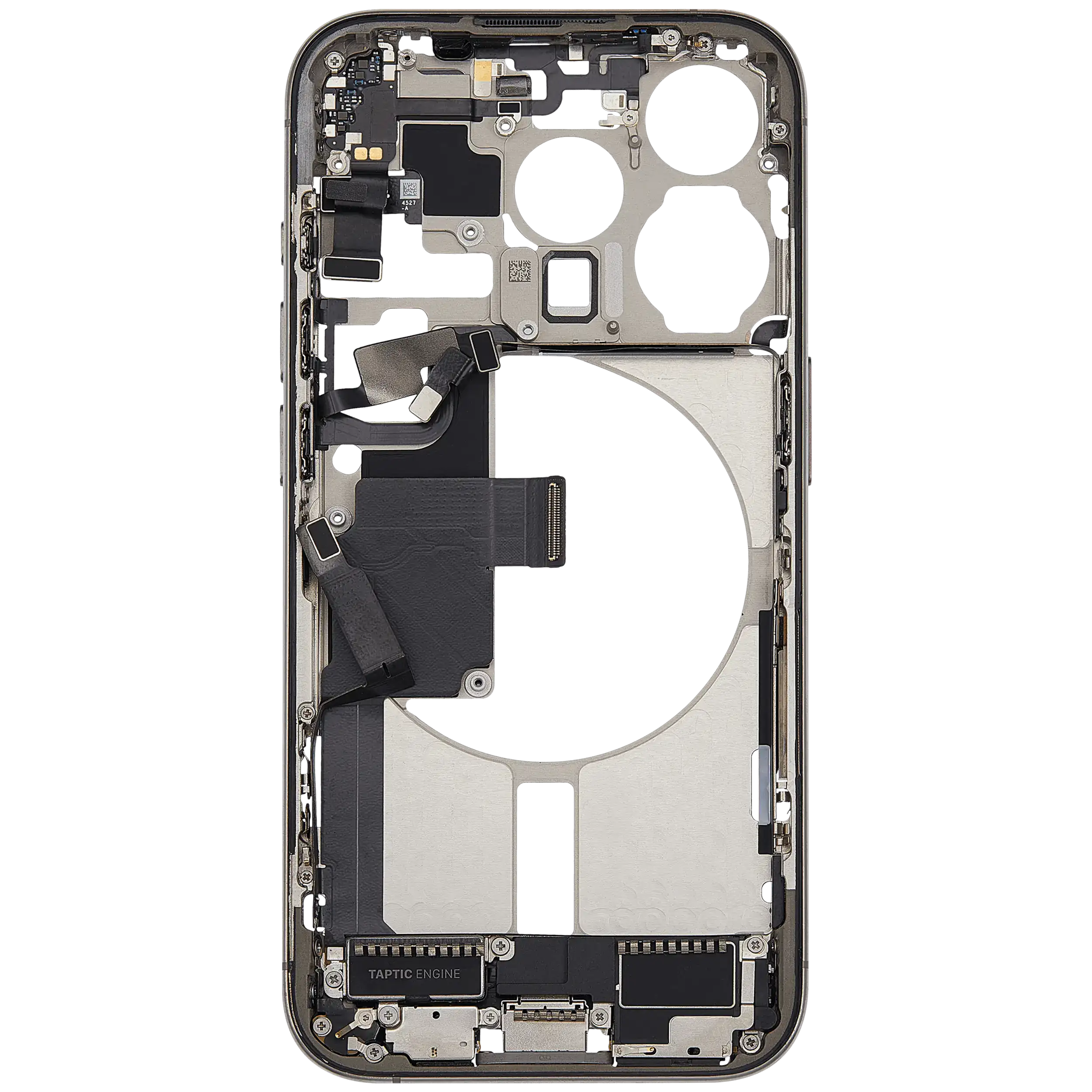 Mittelrahmen mit Ladebuchsen-Flex und Kleinteilen für iPhone 15 Pro (US-Version) (ausgebautes Originalteil: Grade C) (Natural Titanium) – Bild 4
