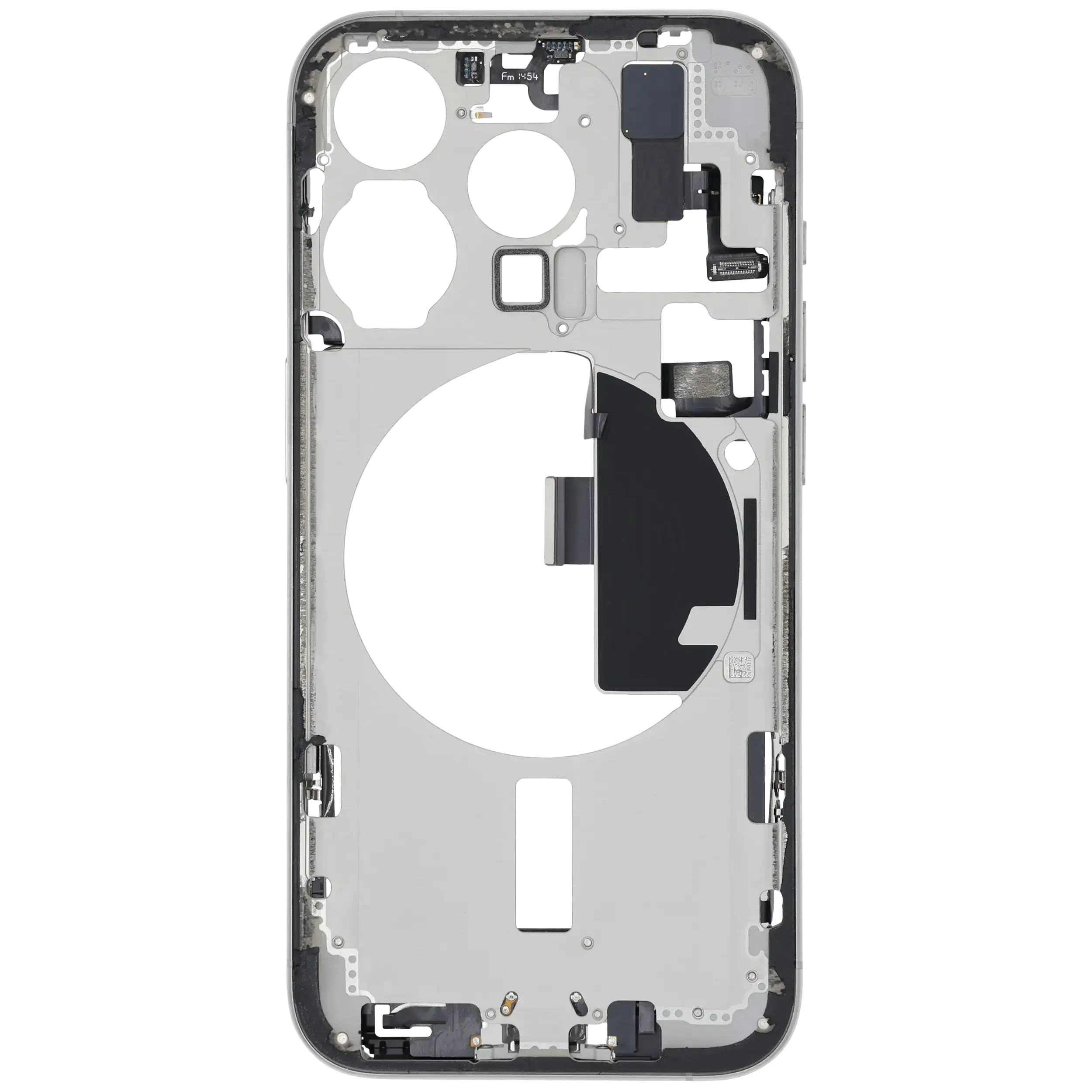 Mittelrahmen mit Ladebuchsen-Flex und Kleinteilen für iPhone 15 Pro (US-Version) (ausgebautes Originalteil: Grade C) (White Titanium) – Bild 3