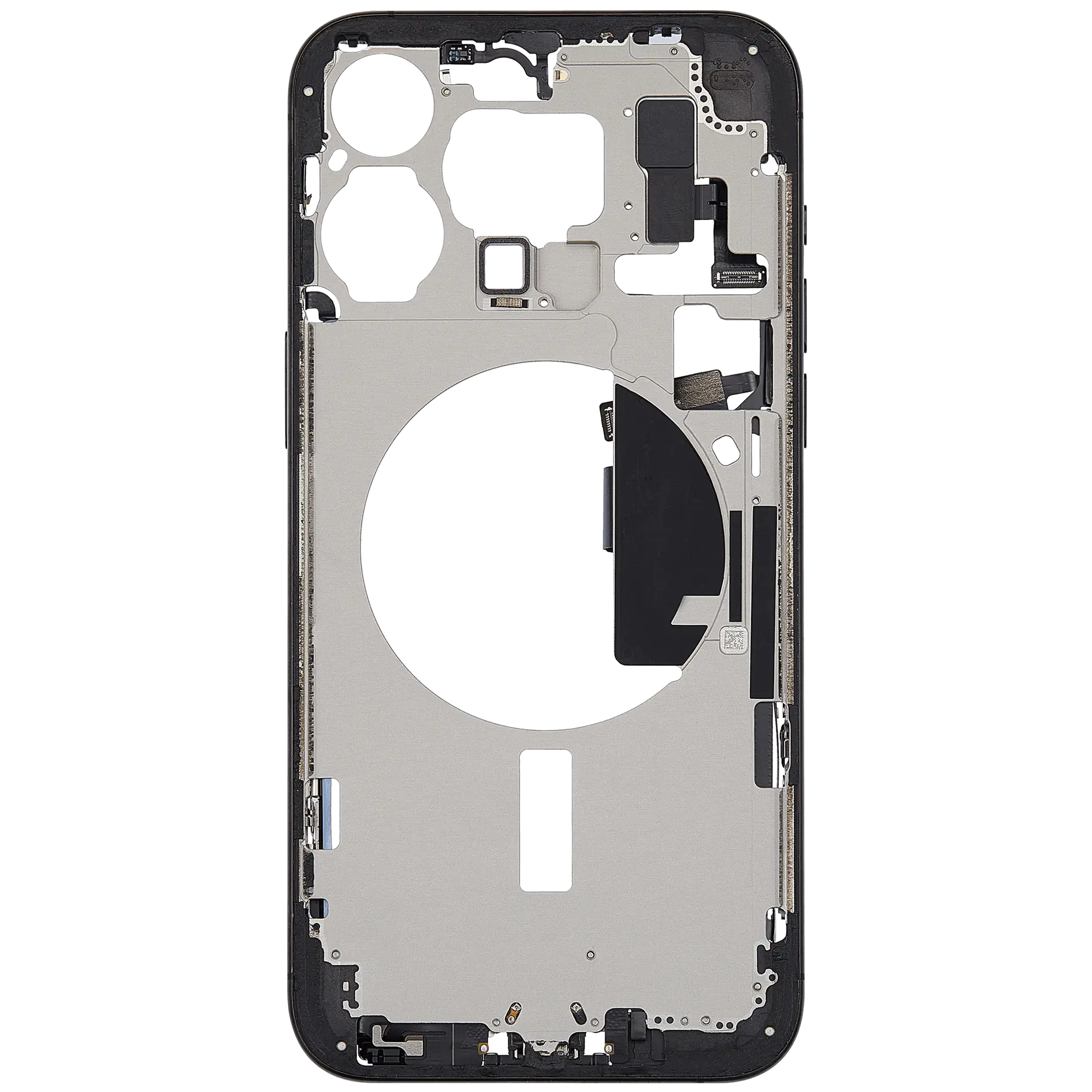 Mittelrahmen mit Ladebuchsen-Flex und Kleinteilen für iPhone 15 Pro Max (EU / globale Version) (ausgebautes Originalteil: Grade B) (Black Titanium) – Bild 3
