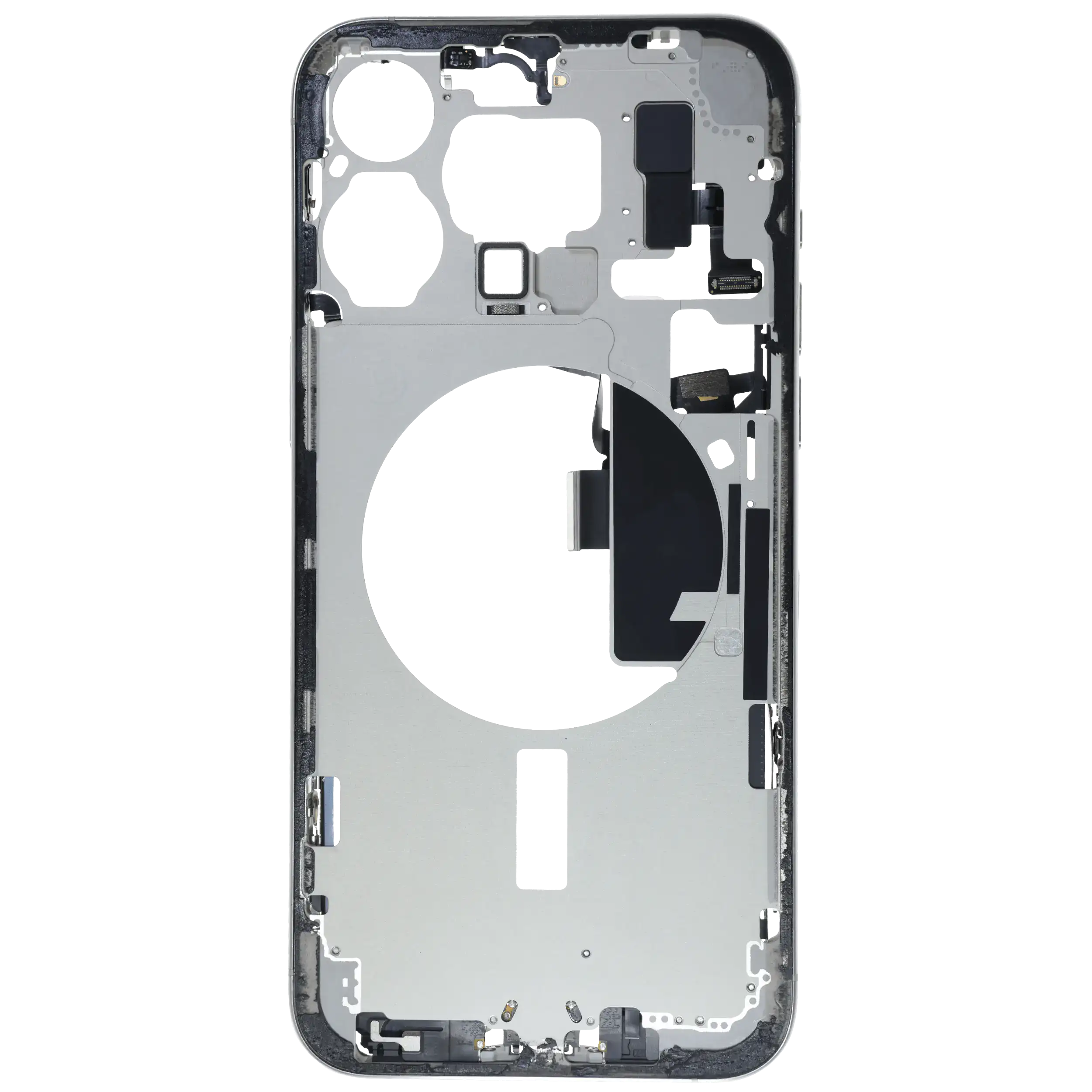 Mittelrahmen mit Ladebuchsen-Flex und Kleinteilen für iPhone 15 Pro Max (EU / globale Version) (ausgebautes Originalteil: Grade B) (White Titanium) – Bild 3
