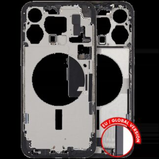 Mittelrahmen mit Ladebuchsen-Flex und Kleinteilen für iPhone 15 Pro Max (EU / globale Version) (ausgebautes Originalteil: Grade C) (Black Titanium)