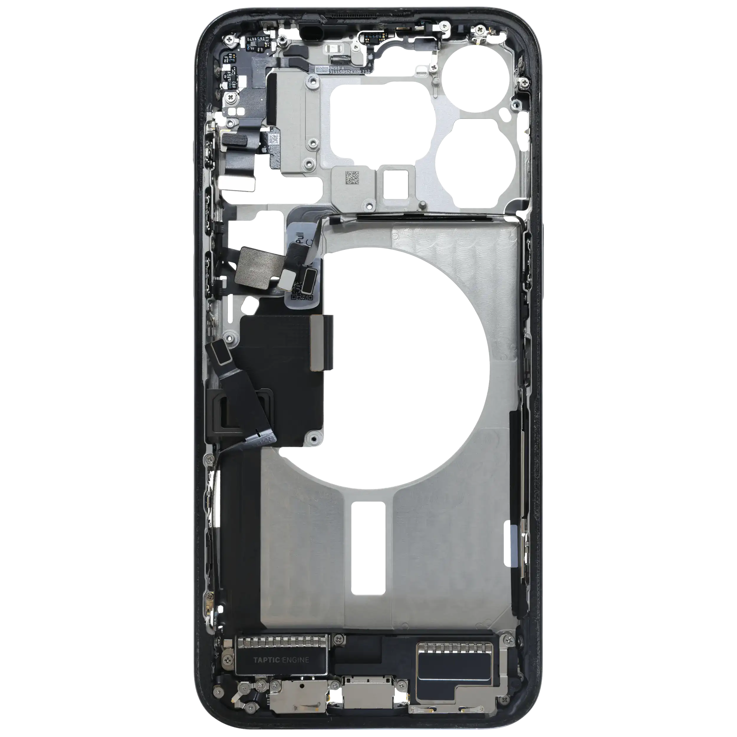Mittelrahmen mit Ladebuchsen-Flex und Kleinteilen für iPhone 15 Pro Max (EU / globale Version) (ausgebautes Originalteil: Grade C) (Blue Titanium) – Bild 4