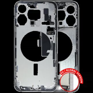 Mittelrahmen mit Ladebuchsen-Flex und Kleinteilen für iPhone 15 Pro Max (EU / globale Version) (ausgebautes Originalteil: Grade C) (White Titanium)