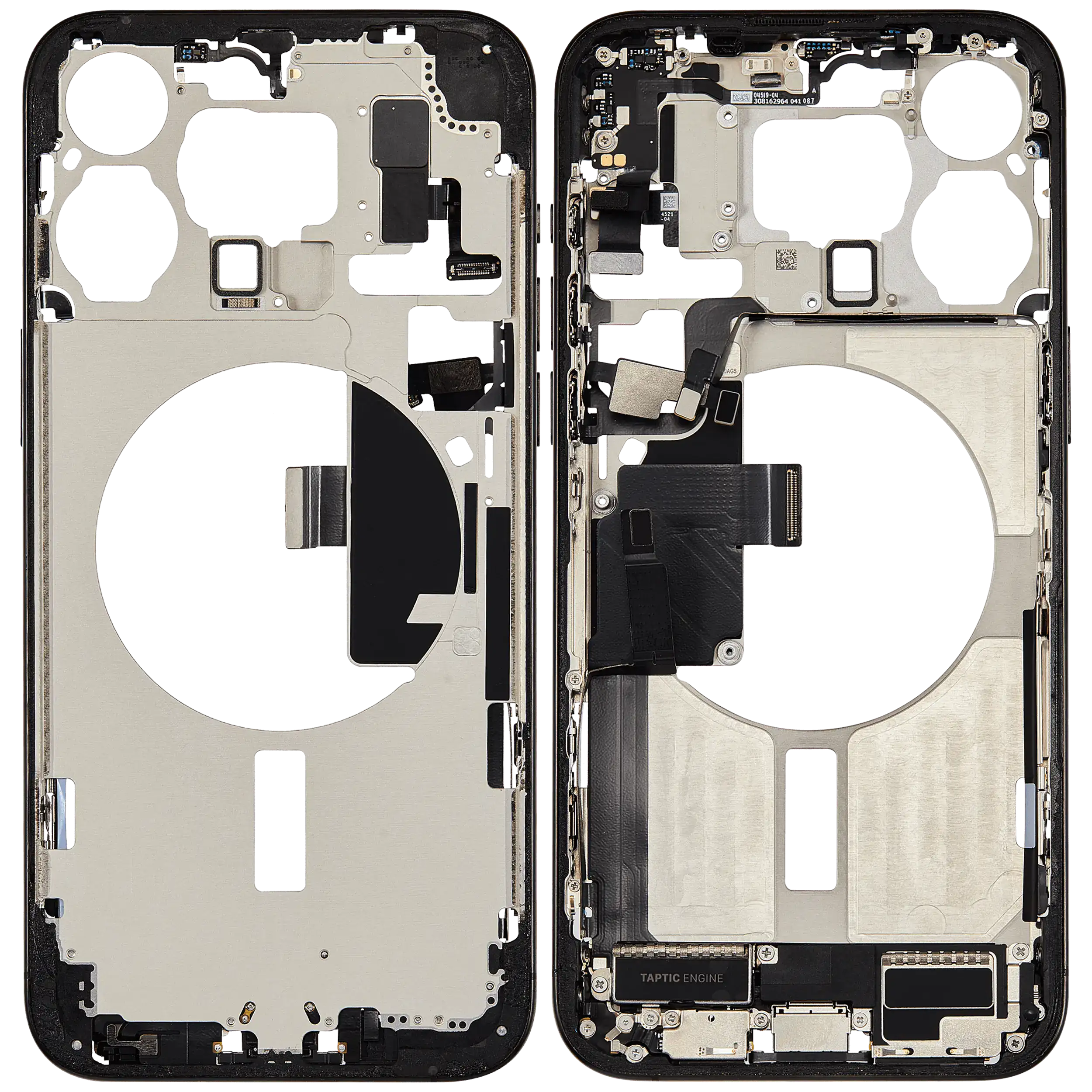 Mittelrahmen mit Ladebuchsen-Flex und Kleinteilen für iPhone 15 Pro Max (US-Version) (ausgebautes Originalteil: Grade A) (Black Titanium) – Bild 2