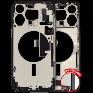 Mittelrahmen mit Ladebuchsen-Flex und Kleinteilen für iPhone 15 Pro Max (US-Version) (ausgebautes Originalteil: Grade A) (Black Titanium)
