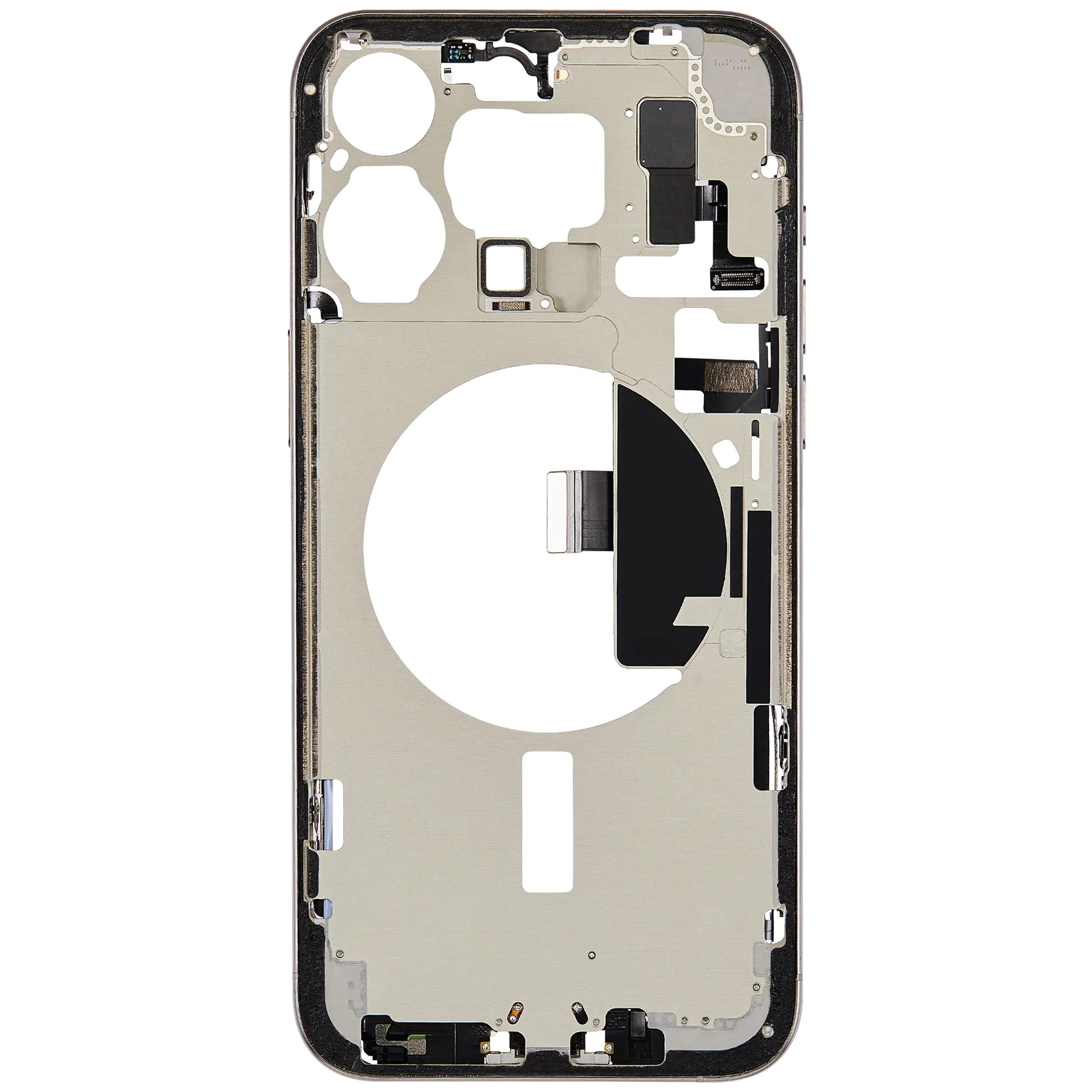 Mittelrahmen mit Ladebuchsen-Flex und Kleinteilen für iPhone 15 Pro Max (US-Version) (ausgebautes Originalteil: Grade A) (White Titanium) – Bild 3