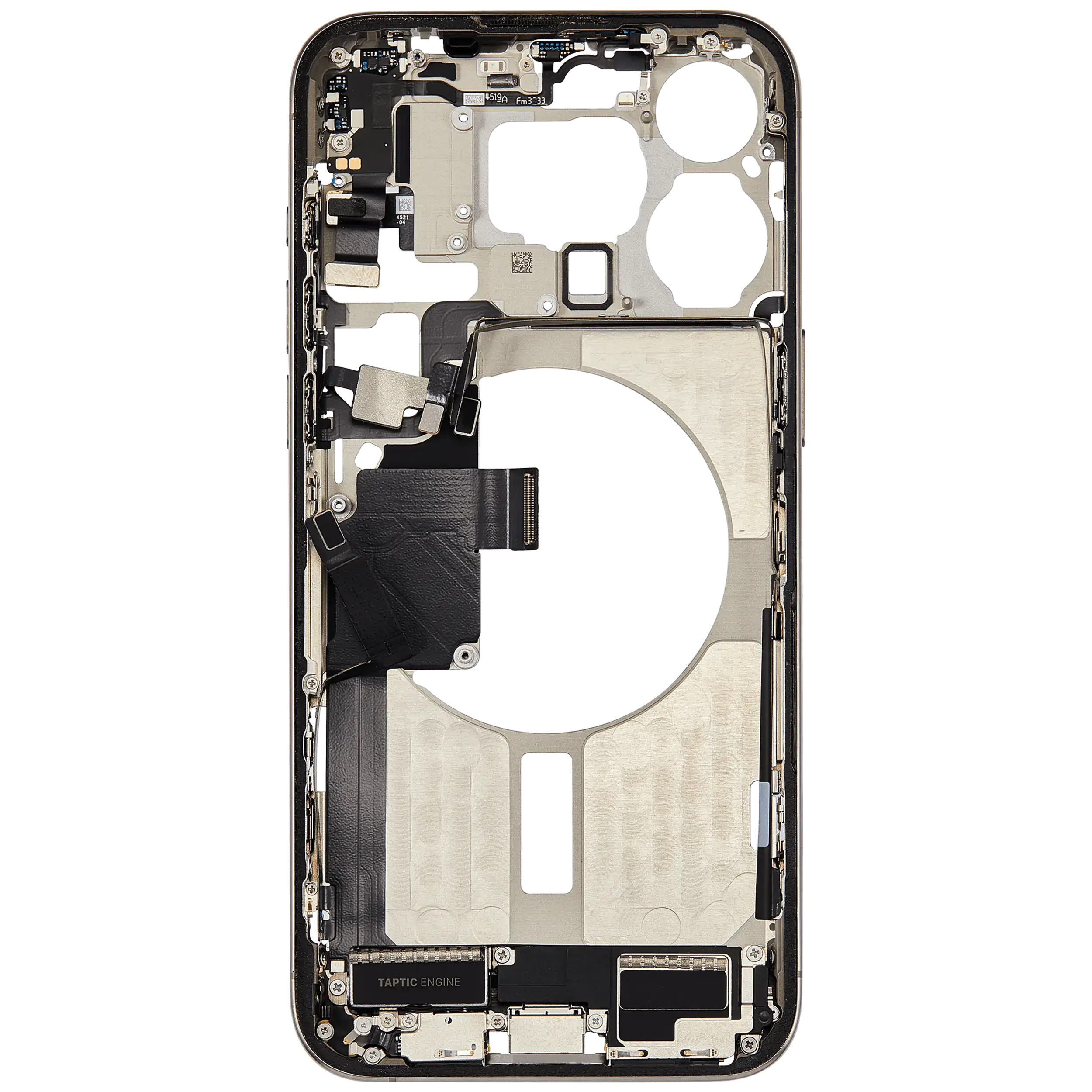 Mittelrahmen mit Ladebuchsen-Flex und Kleinteilen für iPhone 15 Pro Max (US-Version) (ausgebautes Originalteil: Grade B) (Natural Titanium) – Bild 4