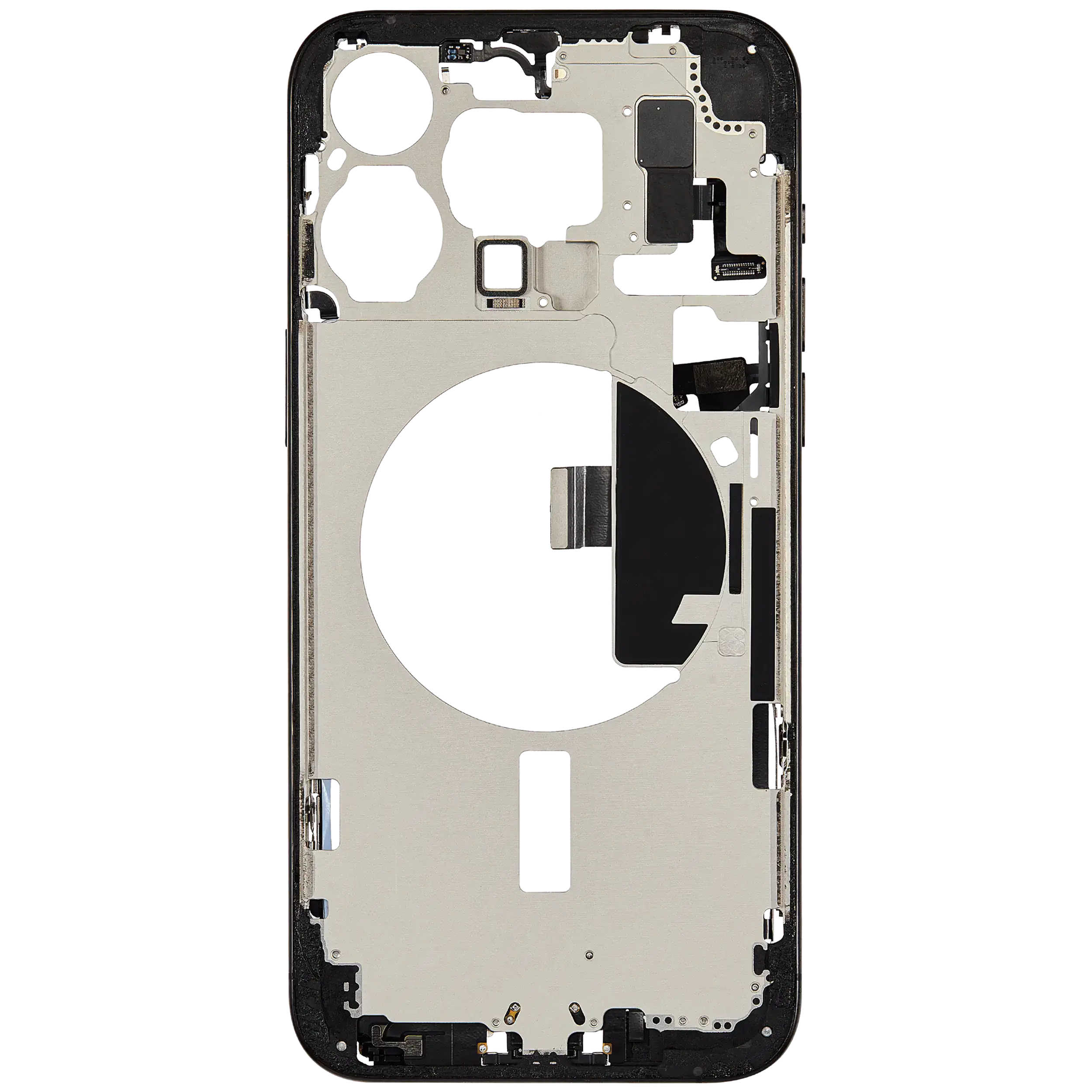 Mittelrahmen mit Ladebuchsen-Flex und Kleinteilen für iPhone 15 Pro Max (US-Version) (ausgebautes Originalteil: Grade C) (Black Titanium) – Bild 3