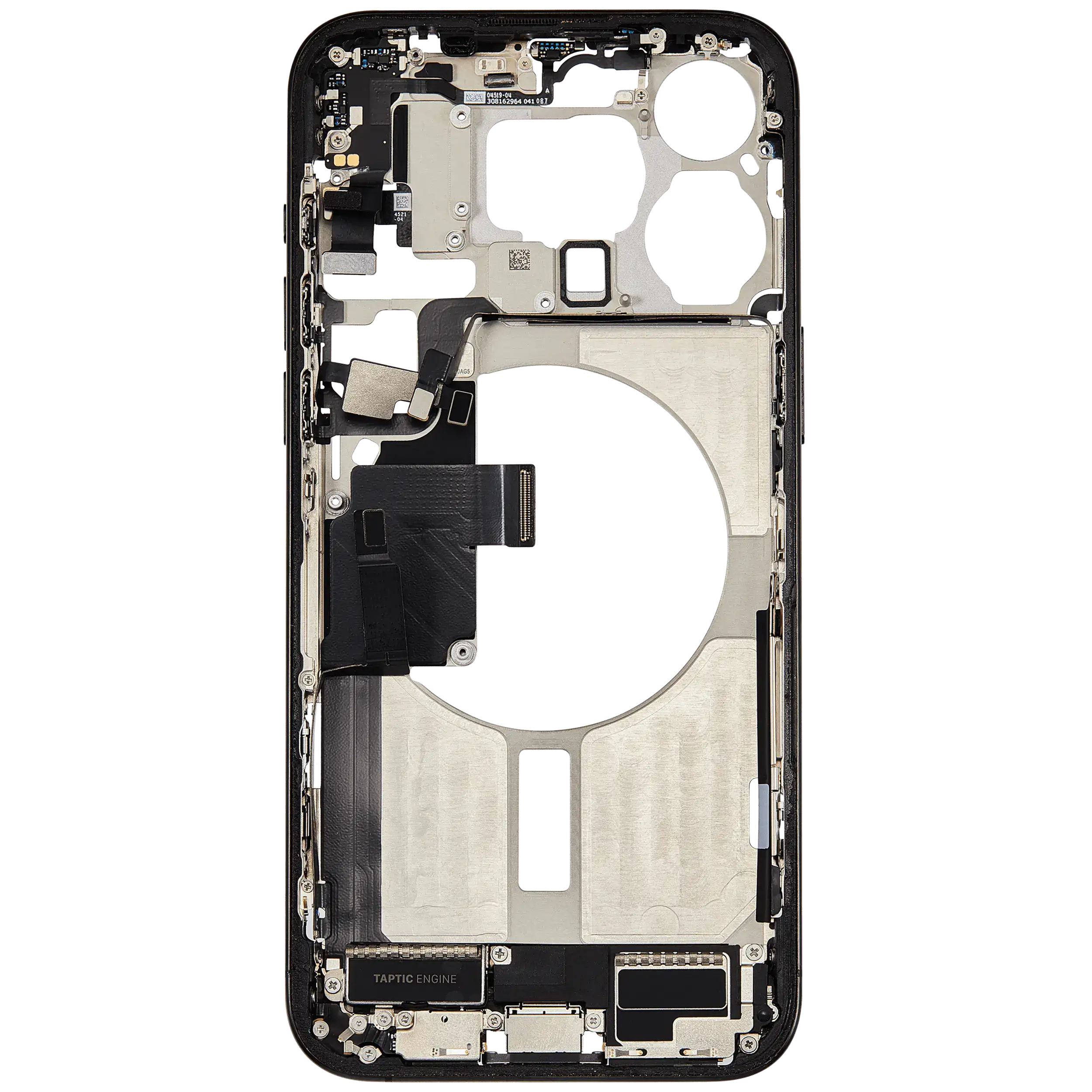 Mittelrahmen mit Ladebuchsen-Flex und Kleinteilen für iPhone 15 Pro Max (US-Version) (ausgebautes Originalteil: Grade C) (Black Titanium) – Bild 4