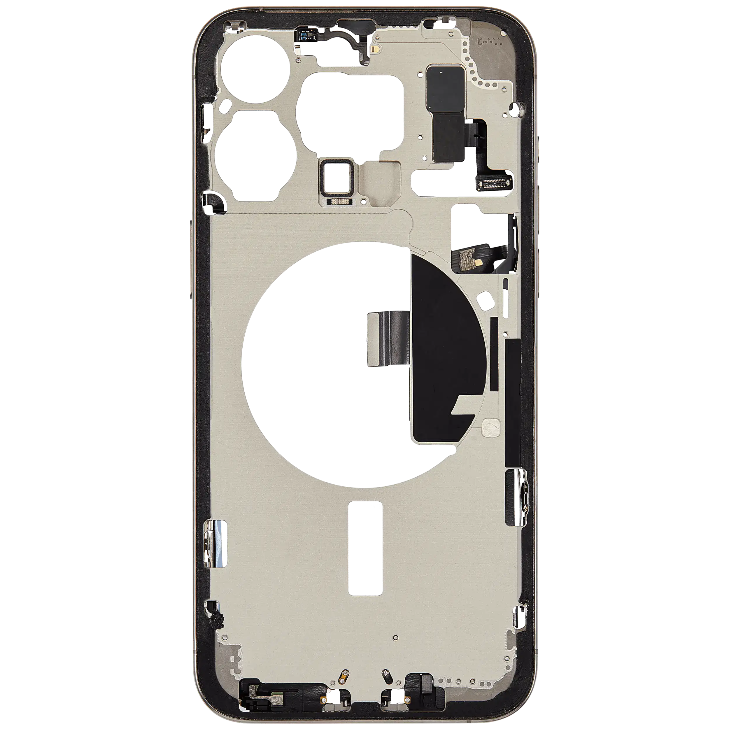 Mittelrahmen mit Ladebuchsen-Flex und Kleinteilen für iPhone 15 Pro Max (US-Version) (ausgebautes Originalteil: Grade C) (Natural Titanium) – Bild 3