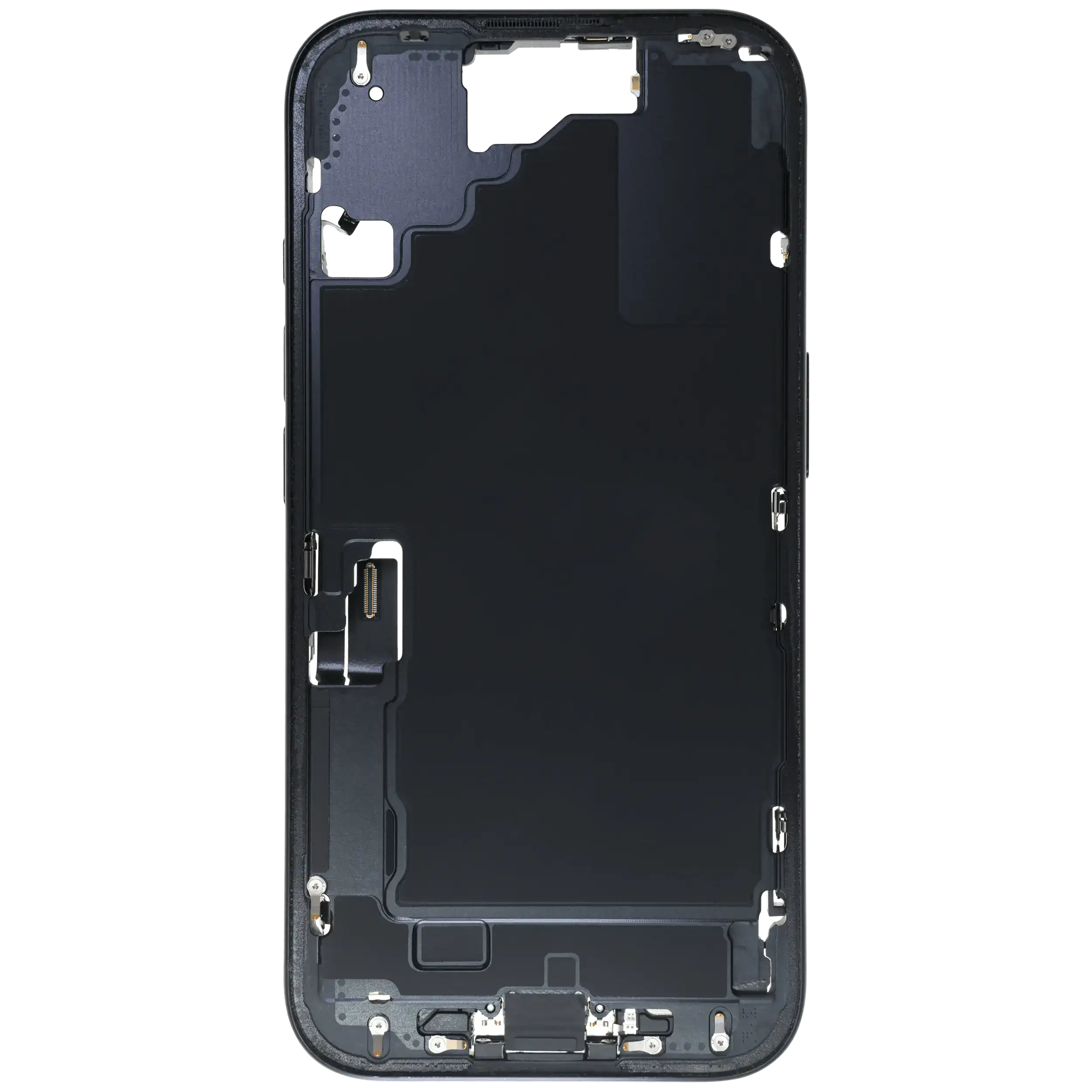 Mittelrahmen mit Ladebuchsen-Flex und Kleinteilen für iPhone 16 (EU / globale Version) (ausgebautes Originalteil: Grade B) (Black (Schwarz)) – Bild 3