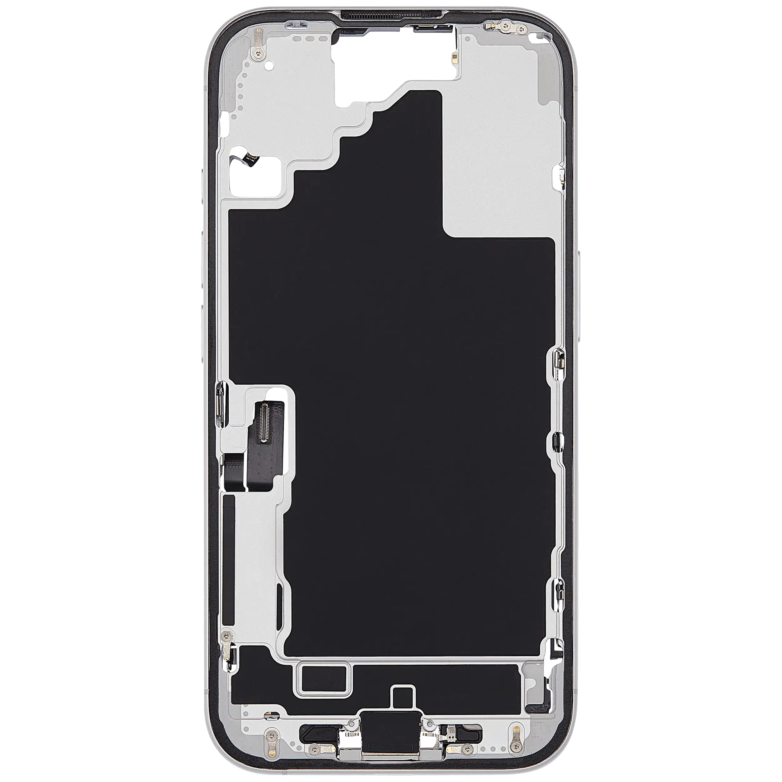 Mittelrahmen mit Ladebuchsen-Flex und Kleinteilen für iPhone 16 (EU / globale Version) (ausgebautes Originalteil: Grade B) (White (Weiß)) – Bild 3