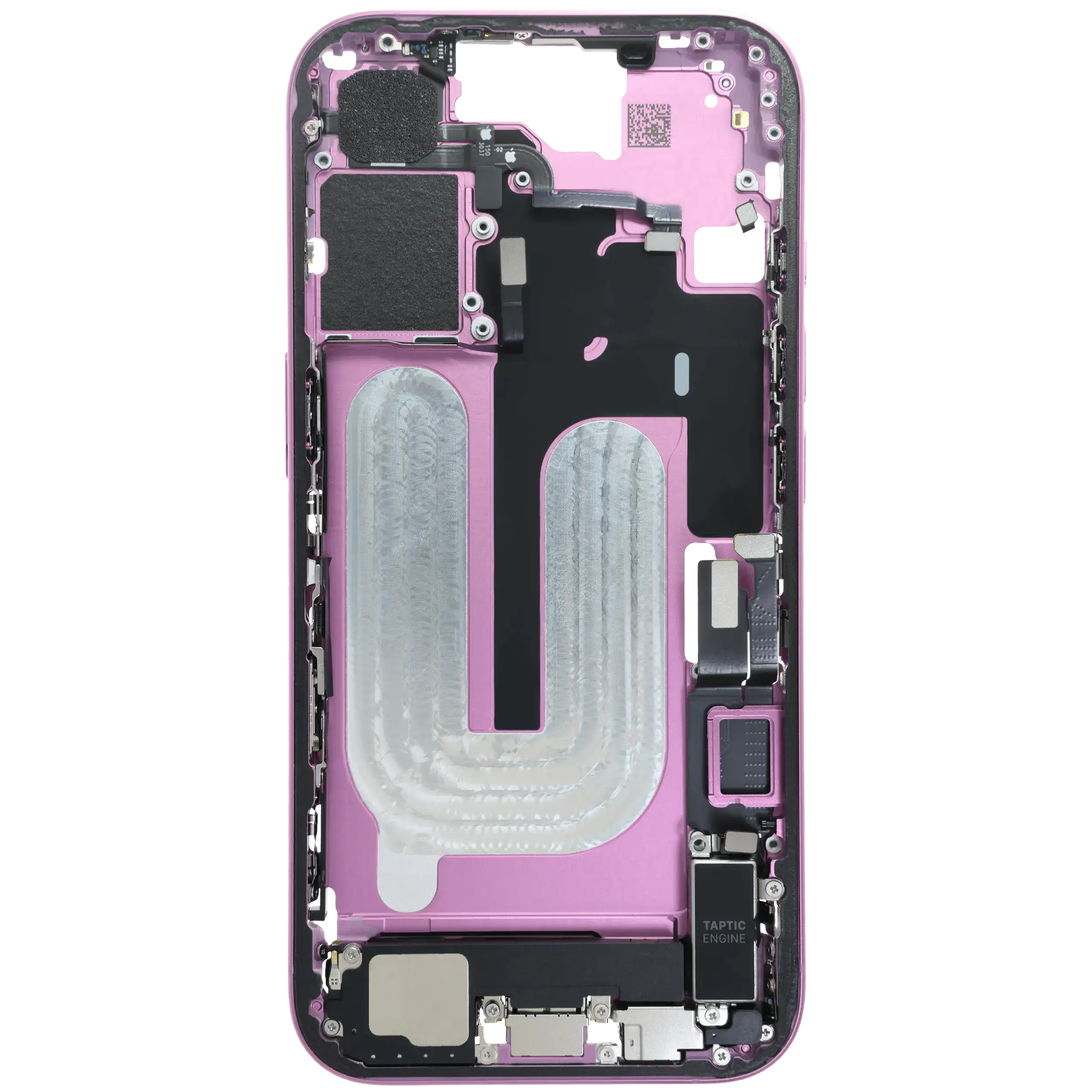 Mittelrahmen mit Ladebuchsen-Flex und Kleinteilen für iPhone 16 (EU / globale Version) (ausgebautes Originalteil: Grade C) (Pink (Rosa)) – Bild 4