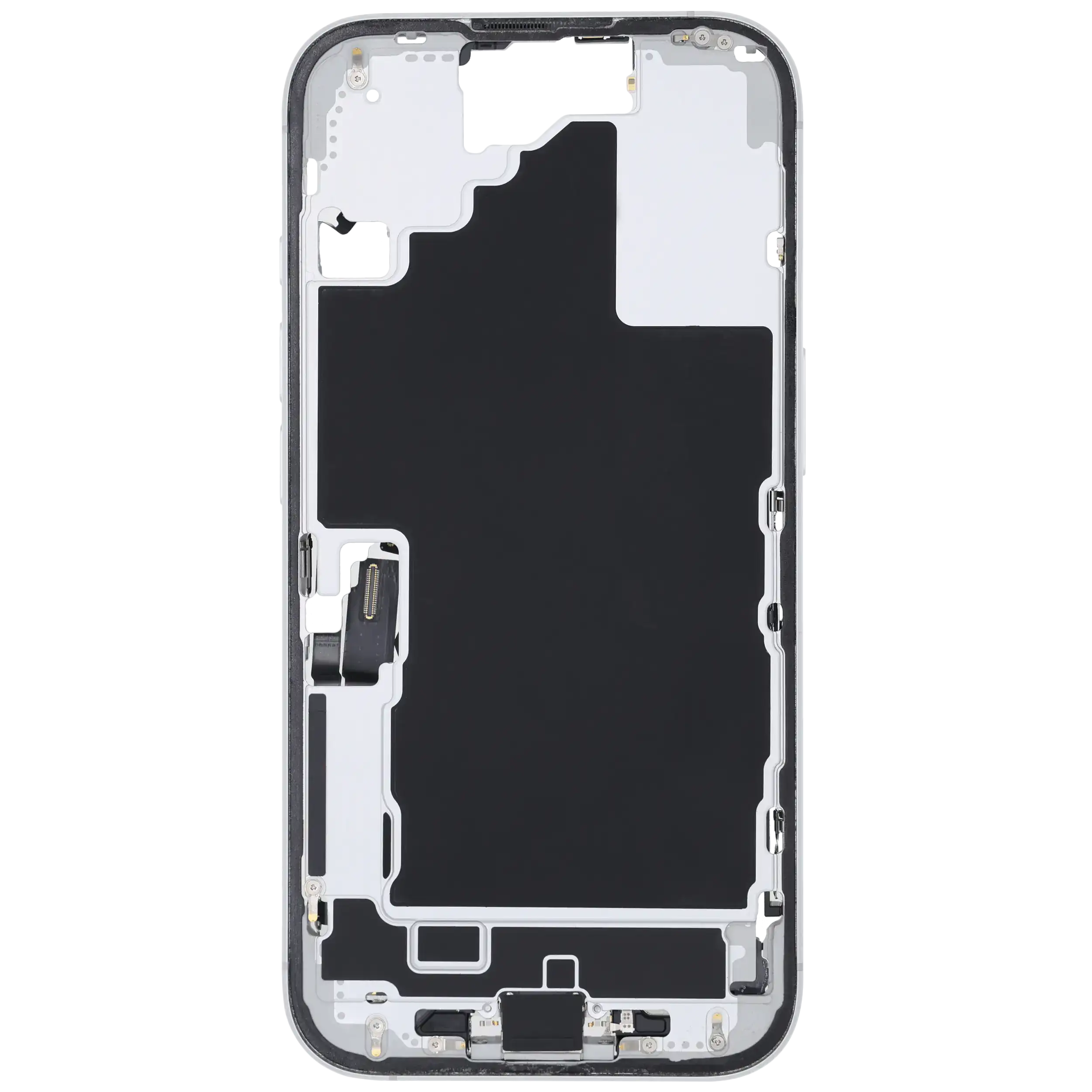 Mittelrahmen mit Ladebuchsen-Flex und Kleinteilen für iPhone 16 (US-Version) (ausgebautes Originalteil: Grade A) (White (Weiß)) – Bild 3