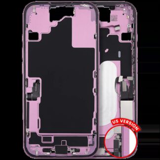 Mittelrahmen mit Ladebuchsen-Flex und Kleinteilen für iPhone 16 (US-Version) (ausgebautes Originalteil: Grade A) (Pink (Rosa))