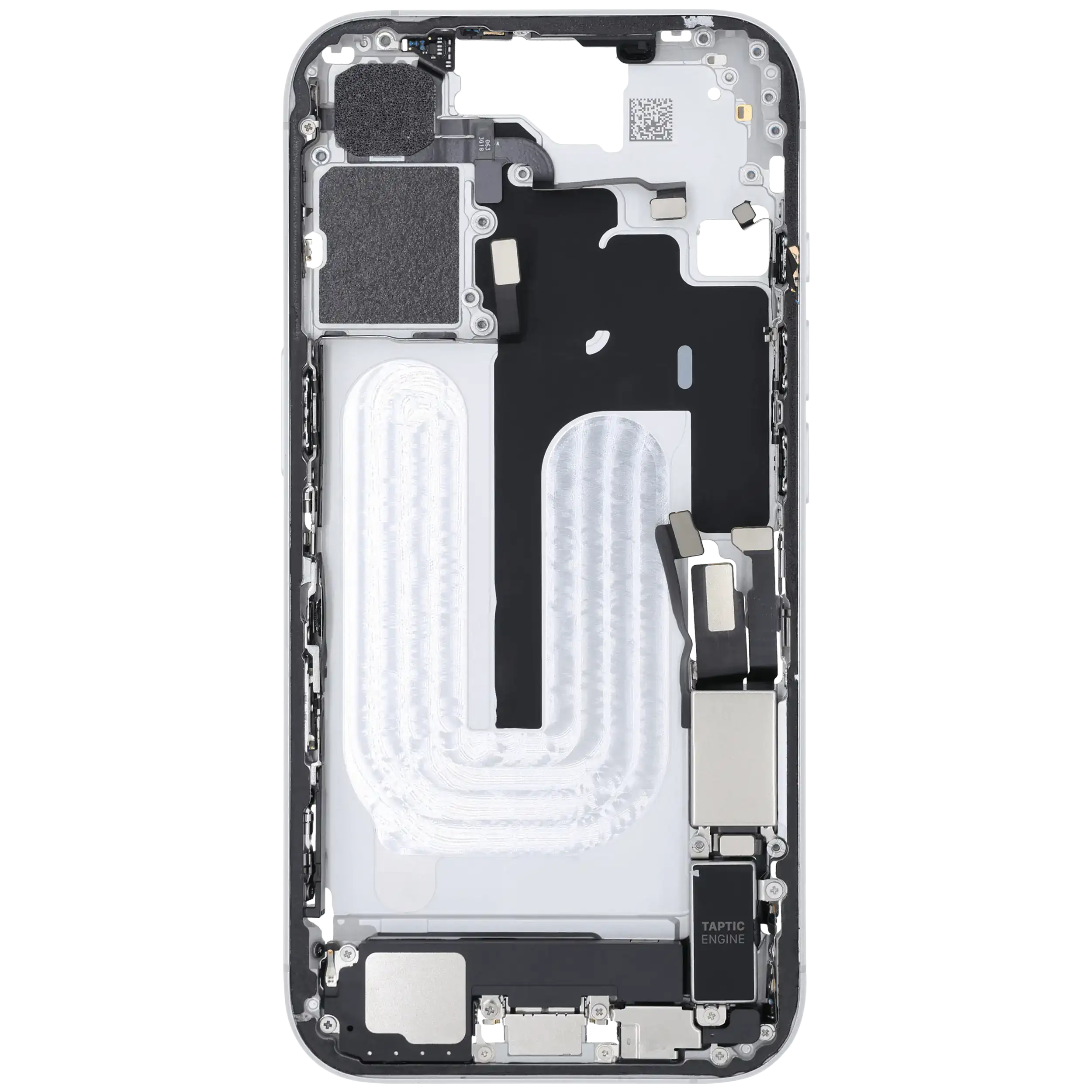 Mittelrahmen mit Ladebuchsen-Flex und Kleinteilen für iPhone 16 (US-Version) (ausgebautes Originalteil: Grade B) (White (Weiß)) – Bild 4
