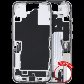 Mittelrahmen mit Ladebuchsen-Flex und Kleinteilen für iPhone 16 (US-Version) (ausgebautes Originalteil: Grade B) (White (Weiß))
