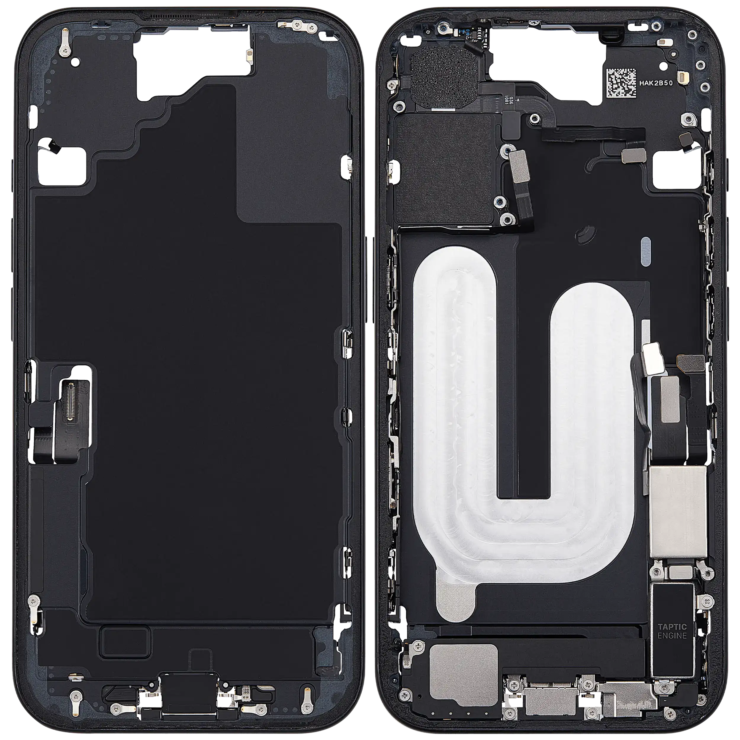 Mittelrahmen mit Ladebuchsen-Flex und Kleinteilen für iPhone 16 (US-Version) (ausgebautes Originalteil: Grade C) (Black (Schwarz)) – Bild 2