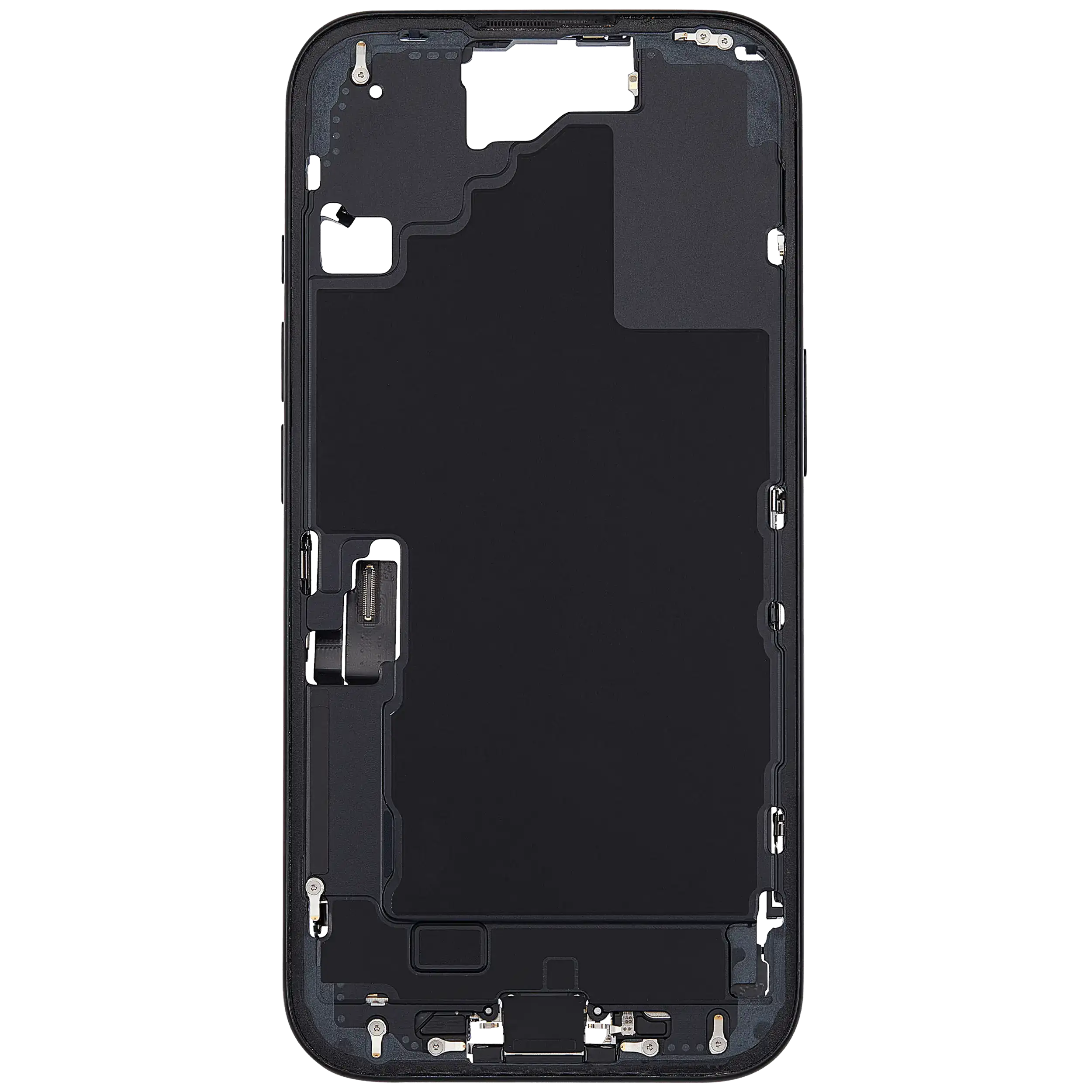 Mittelrahmen mit Ladebuchsen-Flex und Kleinteilen für iPhone 16 (US-Version) (ausgebautes Originalteil: Grade C) (Black (Schwarz)) – Bild 3