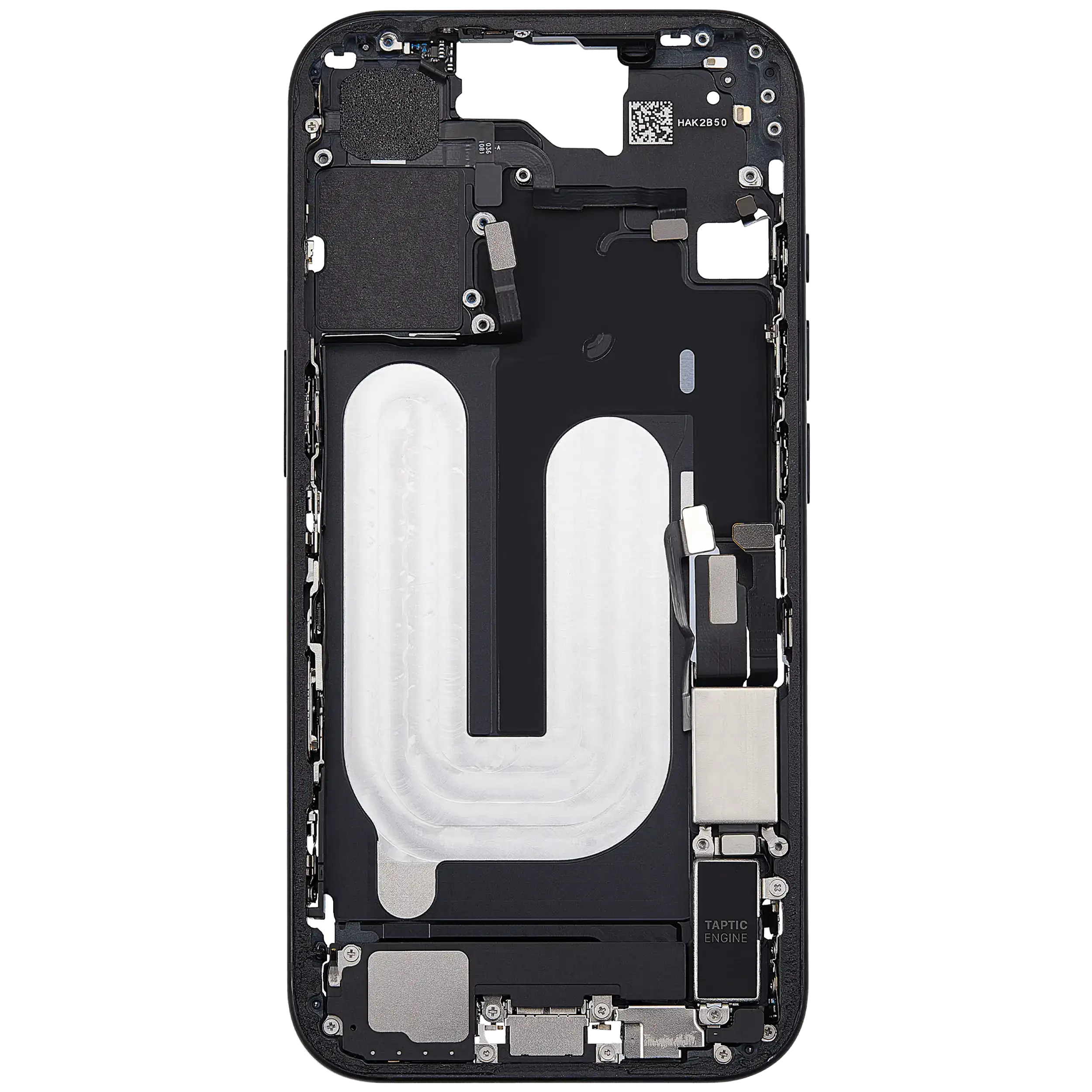Mittelrahmen mit Ladebuchsen-Flex und Kleinteilen für iPhone 16 (US-Version) (ausgebautes Originalteil: Grade C) (Black (Schwarz)) – Bild 4