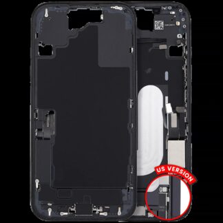 Mittelrahmen mit Ladebuchsen-Flex und Kleinteilen für iPhone 16 (US-Version) (ausgebautes Originalteil: Grade C) (Black (Schwarz))