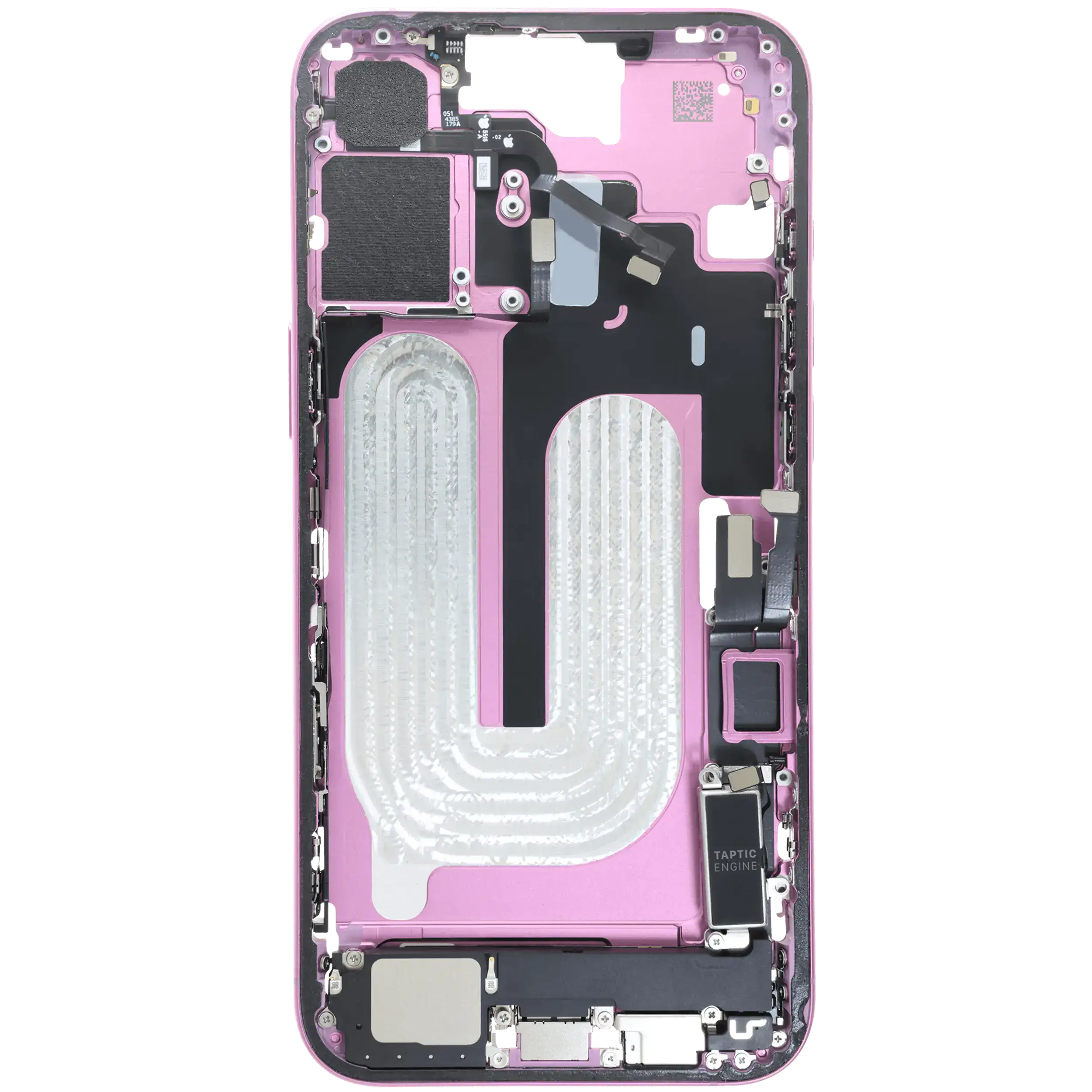 Mittelrahmen mit Ladebuchsen-Flex und Kleinteilen für iPhone 16 Plus (EU / globale Version) (ausgebautes Originalteil: Grade B) (Pink (Rosa)) – Bild 4
