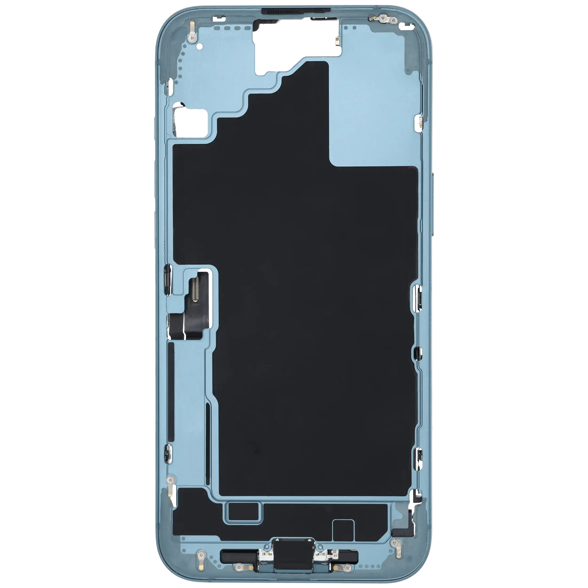 Mittelrahmen mit Ladebuchsen-Flex und Kleinteilen für iPhone 16 Plus (EU / globale Version) (ausgebautes Originalteil: Grade B) (Teal) – Bild 3