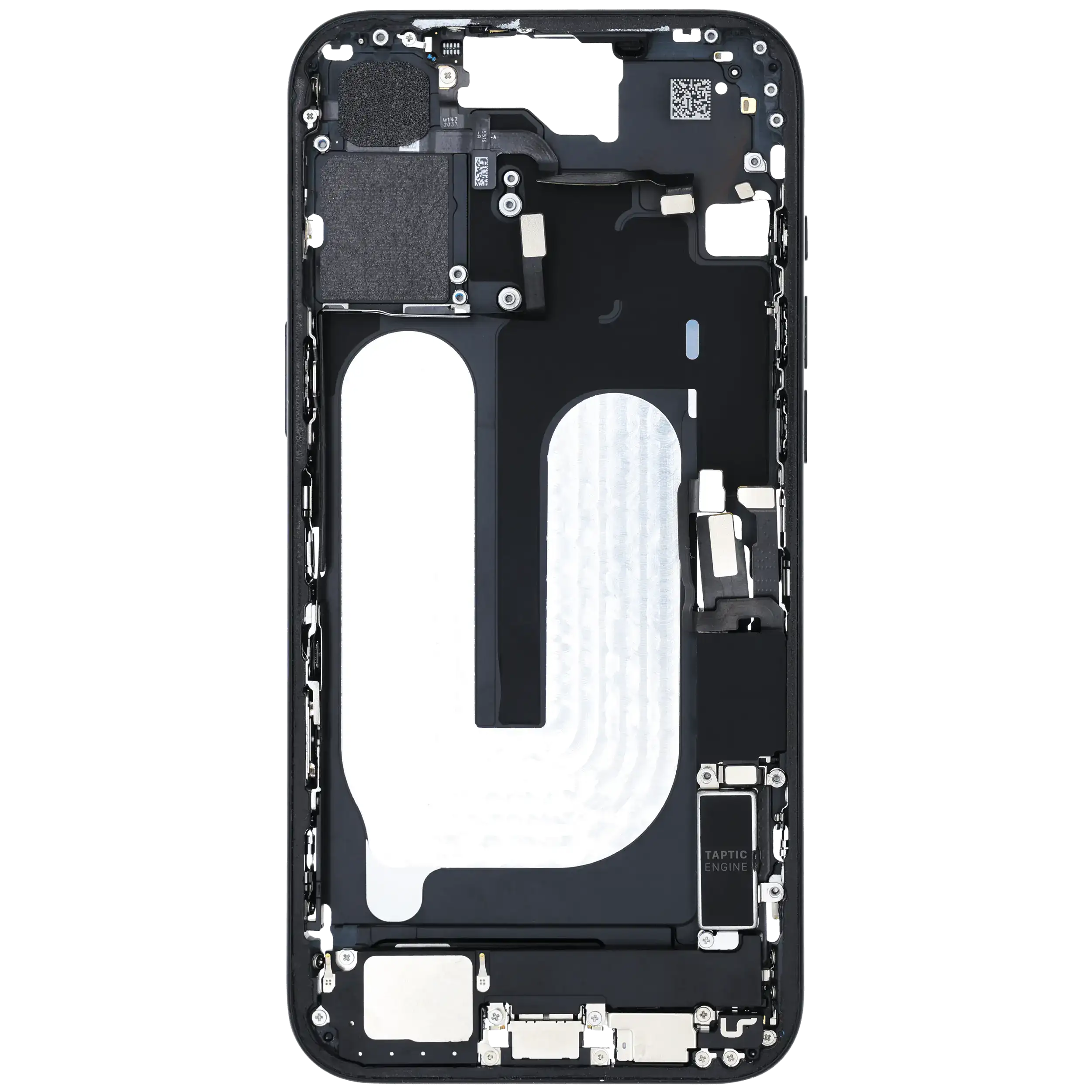 Mittelrahmen mit Ladebuchsen-Flex und Kleinteilen für iPhone 16 Plus (EU / globale Version) (ausgebautes Originalteil: Grade C) (Black (Schwarz)) – Bild 4