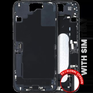 Mittelrahmen mit Ladebuchsen-Flex und Kleinteilen für iPhone 16 Plus (EU / globale Version) (ausgebautes Originalteil: Grade C) (Black (Schwarz))