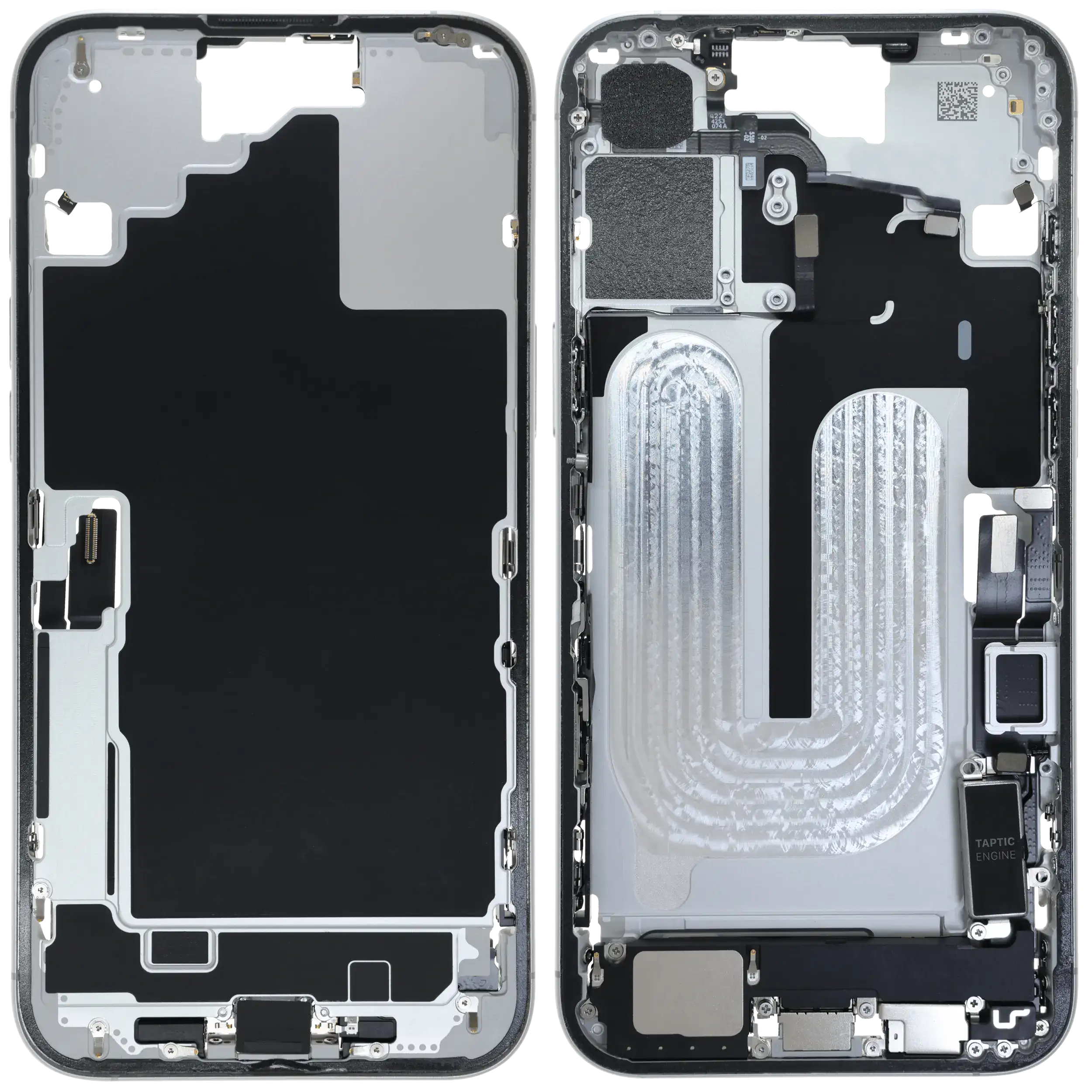 Mittelrahmen mit Ladebuchsen-Flex und Kleinteilen für iPhone 16 Plus (EU / globale Version) (ausgebautes Originalteil: Grade C) (White (Weiß)) – Bild 2