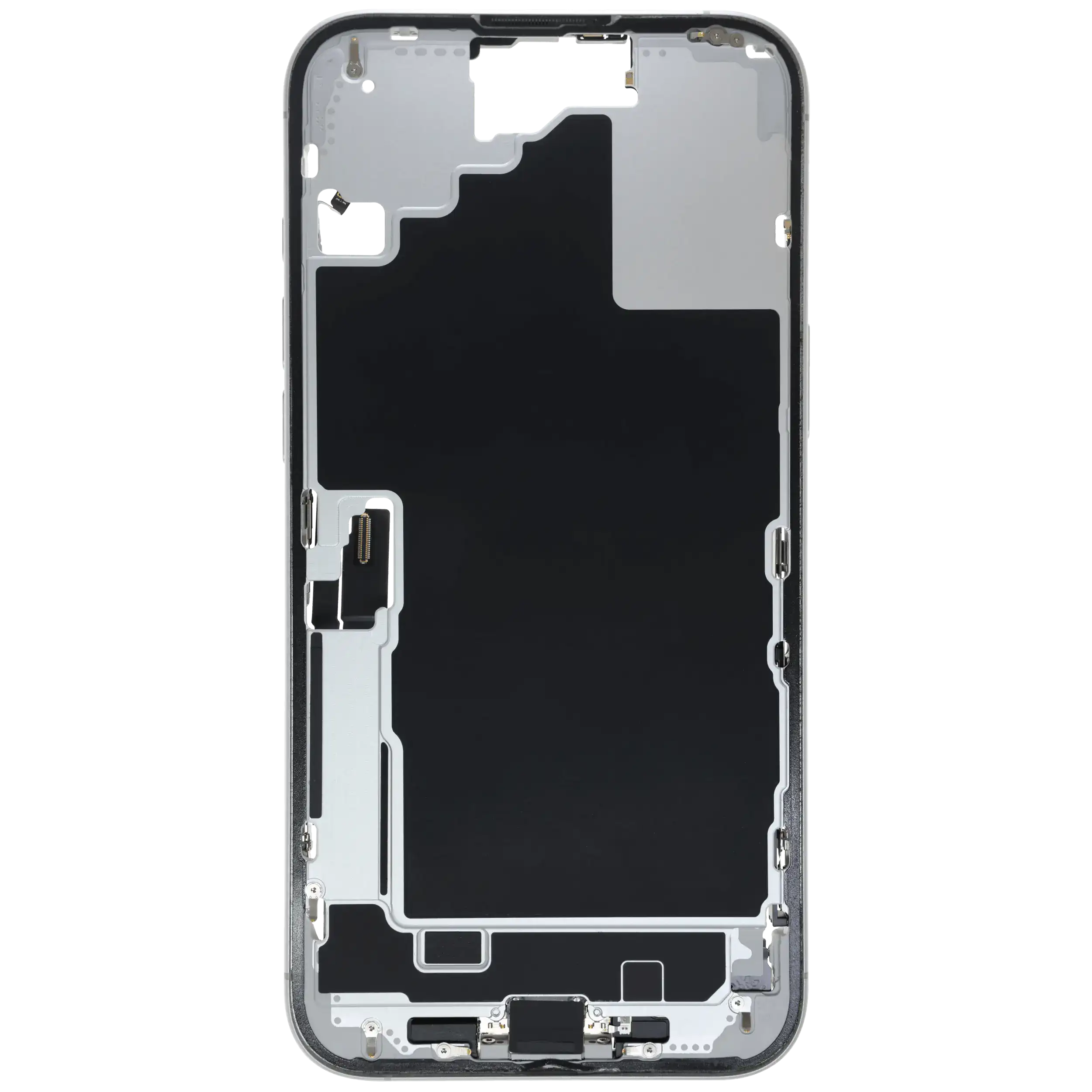 Mittelrahmen mit Ladebuchsen-Flex und Kleinteilen für iPhone 16 Plus (EU / globale Version) (ausgebautes Originalteil: Grade C) (White (Weiß)) – Bild 3