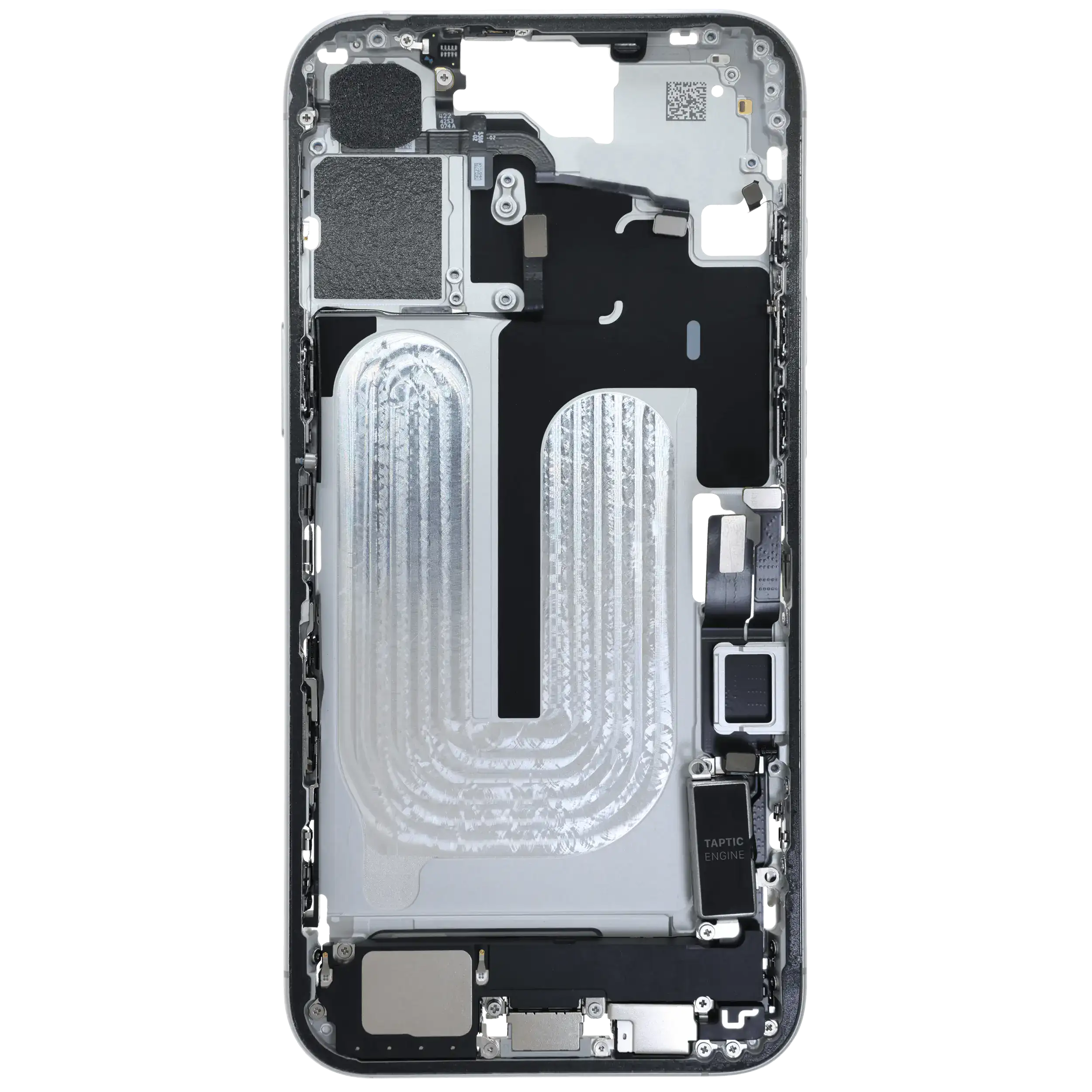 Mittelrahmen mit Ladebuchsen-Flex und Kleinteilen für iPhone 16 Plus (EU / globale Version) (ausgebautes Originalteil: Grade C) (White (Weiß)) – Bild 4