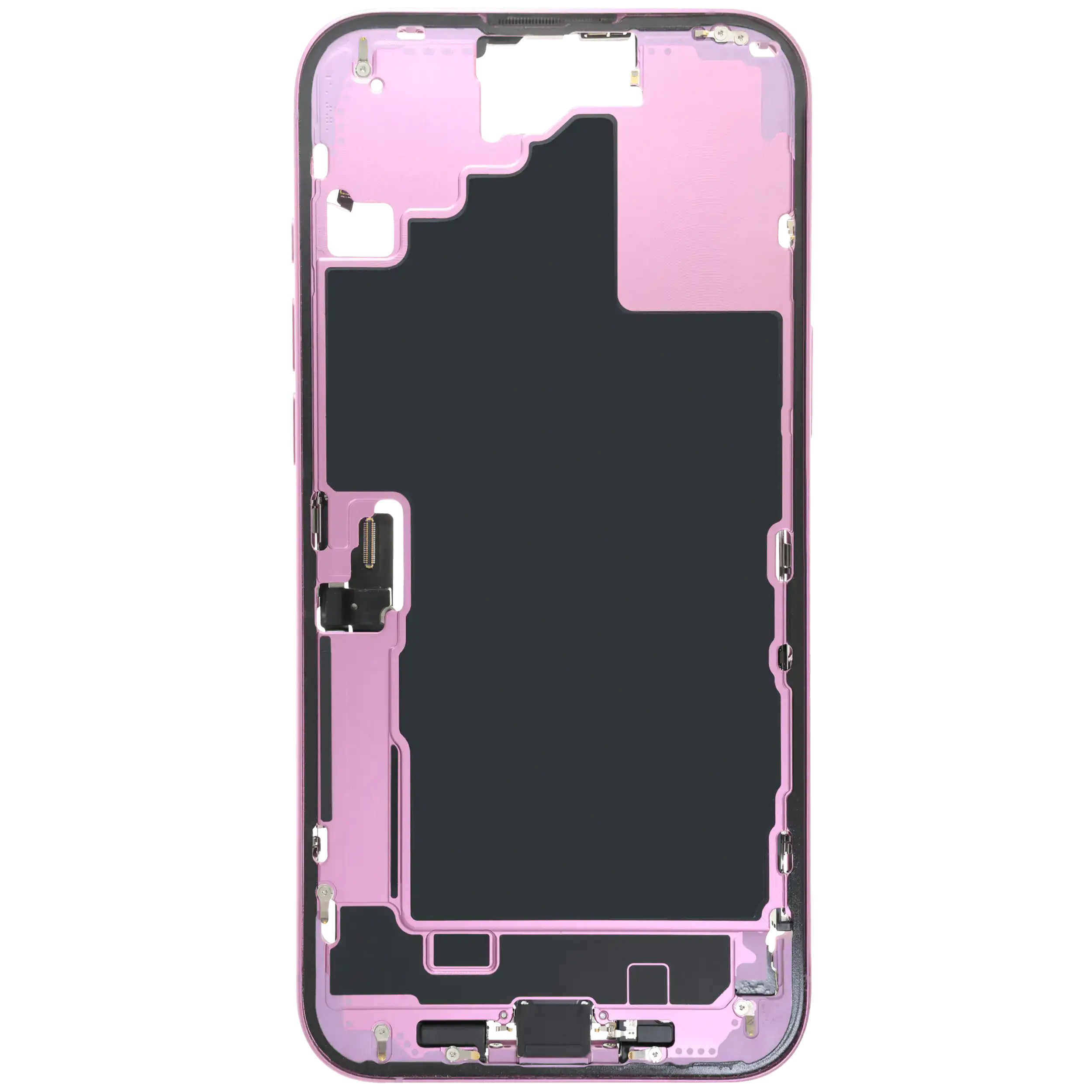 Mittelrahmen mit Ladebuchsen-Flex und Kleinteilen für iPhone 16 Plus (EU / globale Version) (ausgebautes Originalteil: Grade C) (Pink (Rosa)) – Bild 3