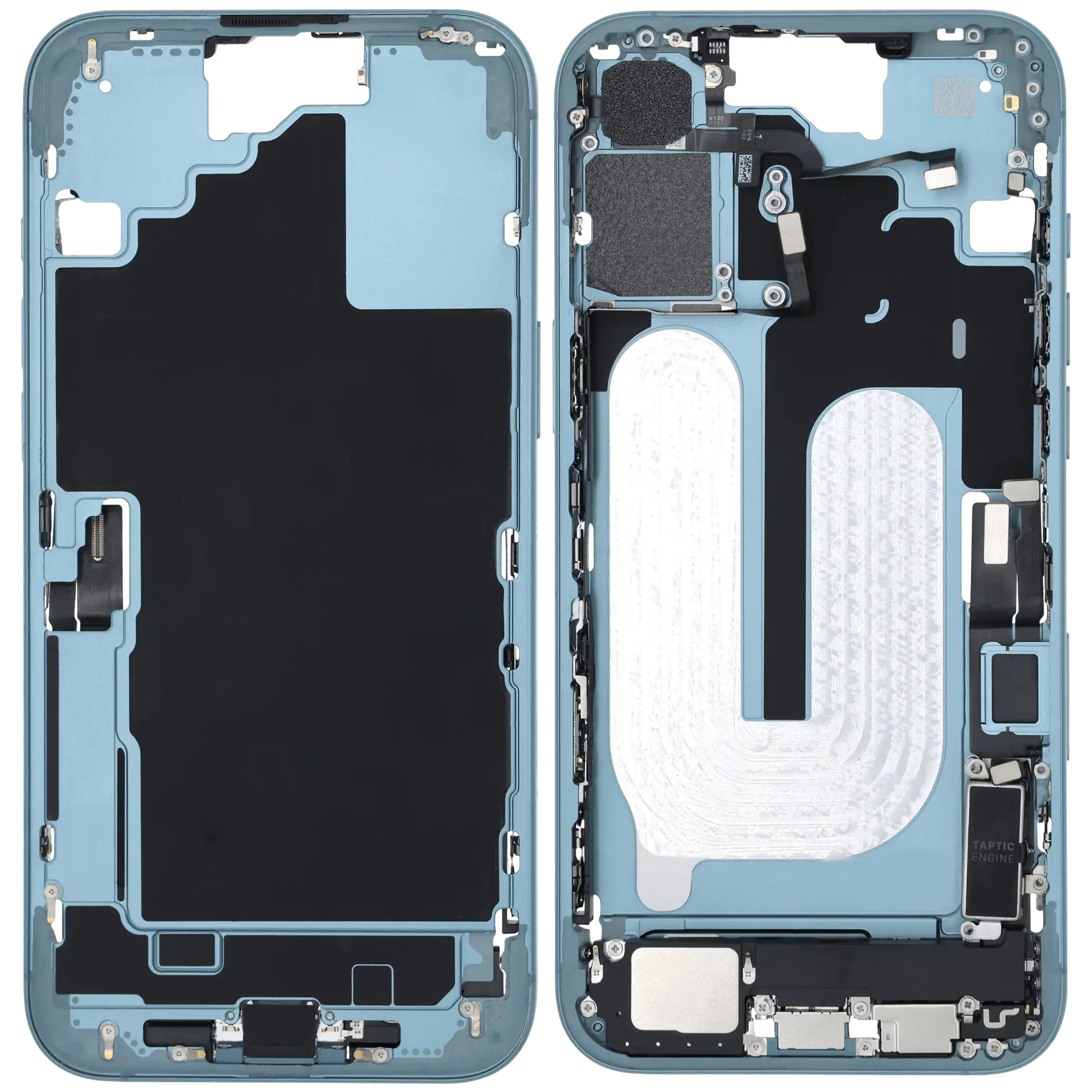 Mittelrahmen mit Ladebuchsen-Flex und Kleinteilen für iPhone 16 Plus (EU / globale Version) (ausgebautes Originalteil: Grade C) (Teal) – Bild 2