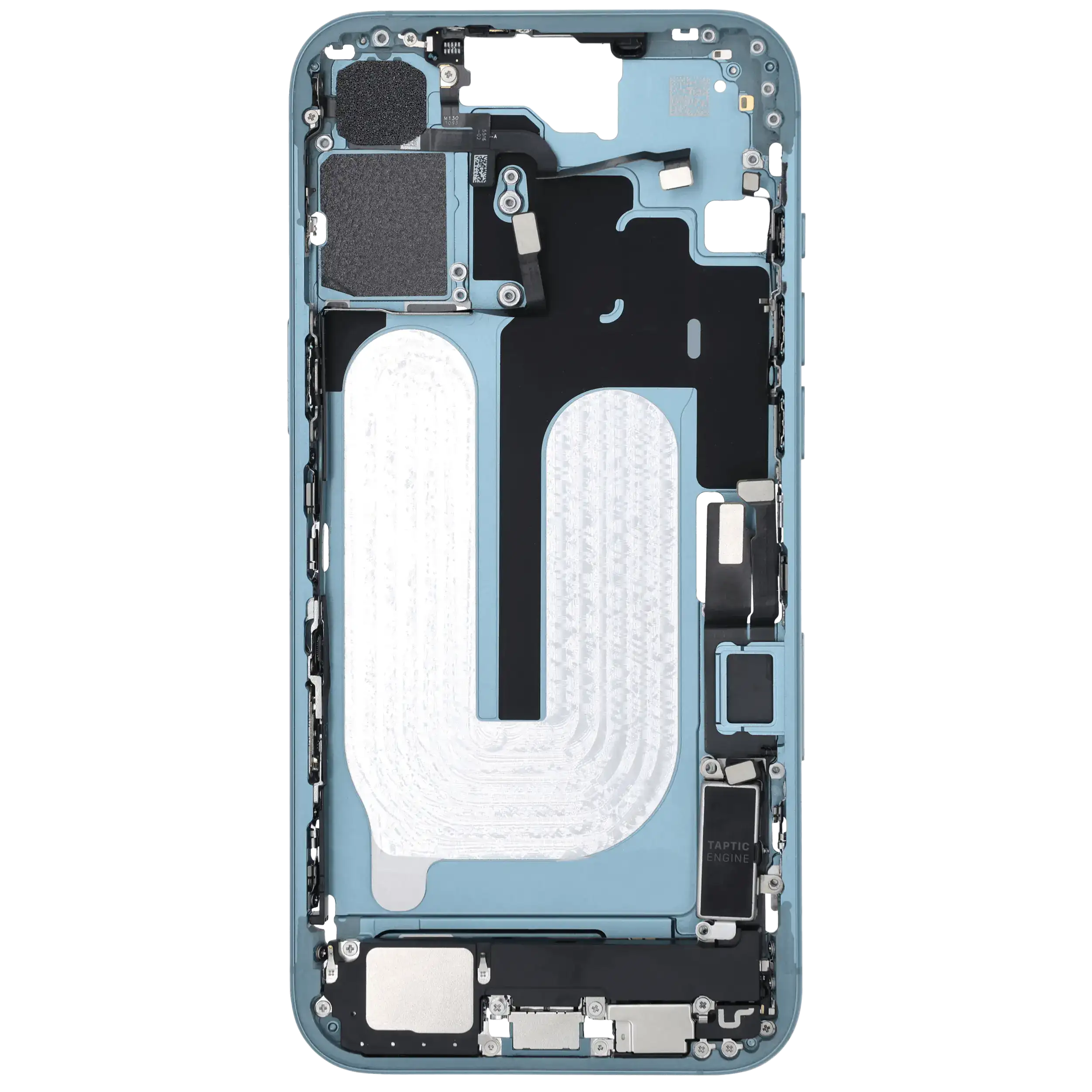 Mittelrahmen mit Ladebuchsen-Flex und Kleinteilen für iPhone 16 Plus (EU / globale Version) (ausgebautes Originalteil: Grade C) (Teal) – Bild 4